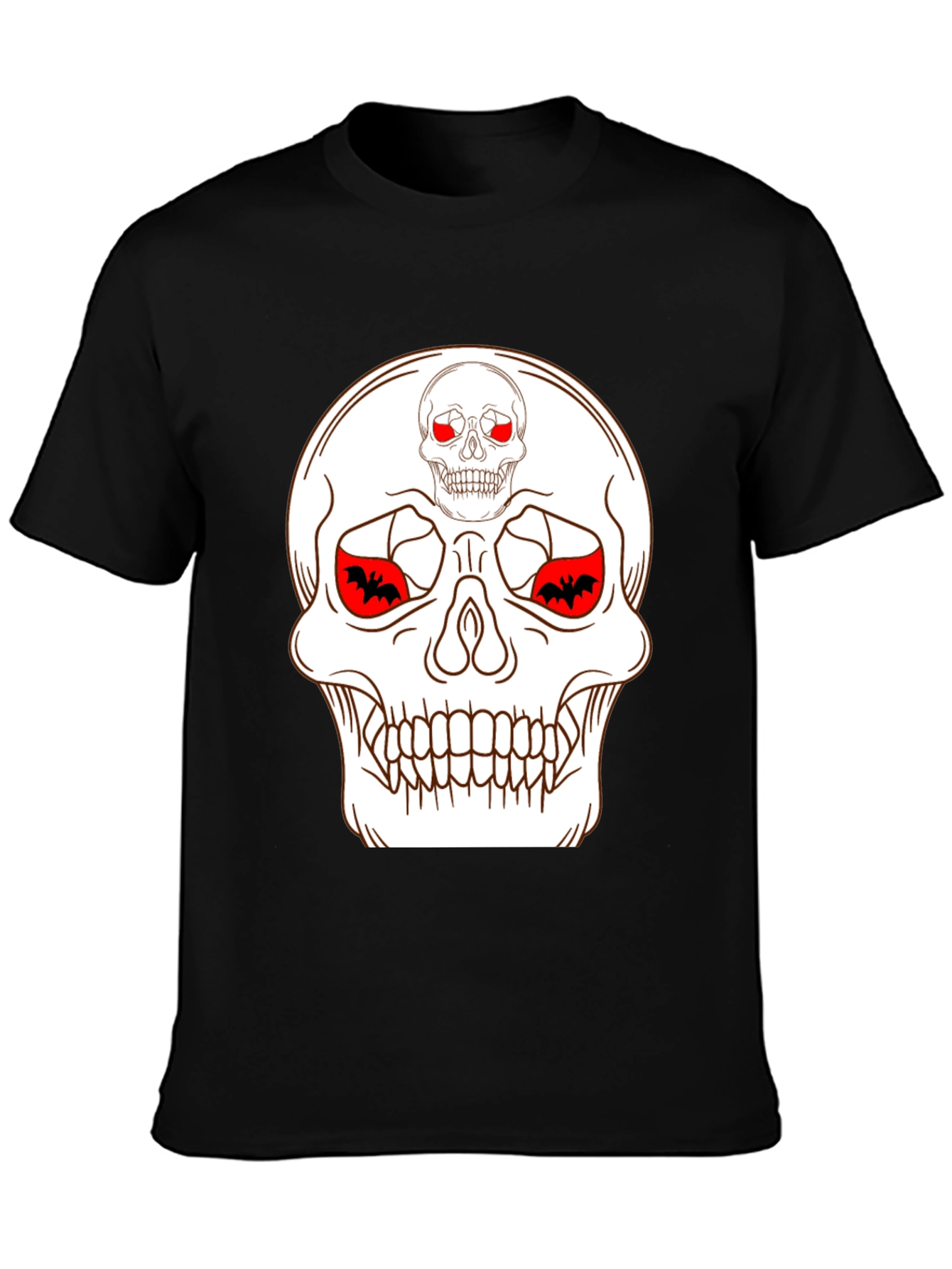 Skull & Bats Graphic Tee - Black Halloween Shirt