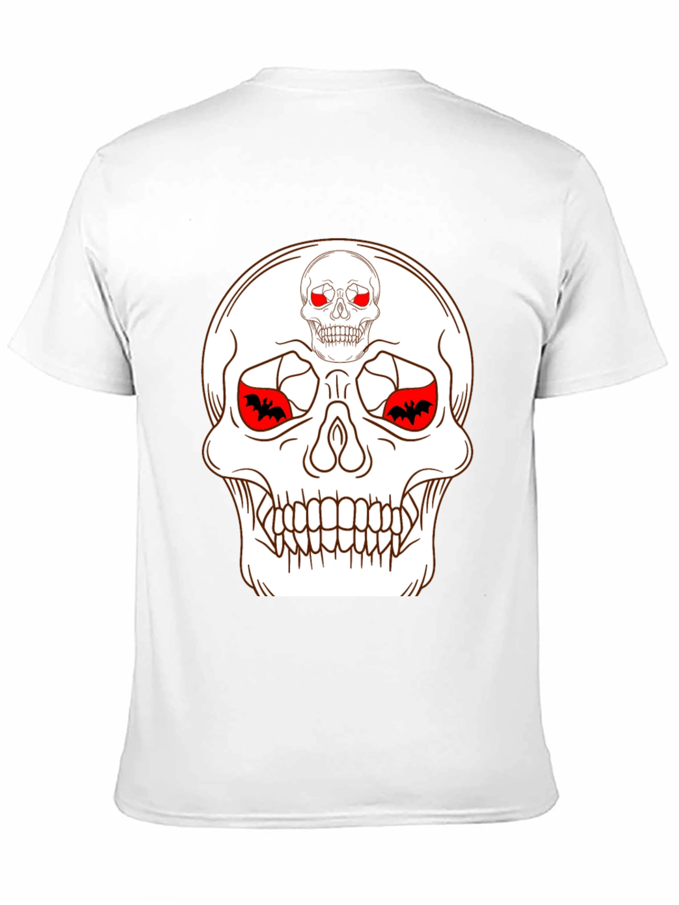 Skull & Bats Graphic Tee - Black Halloween Shirt