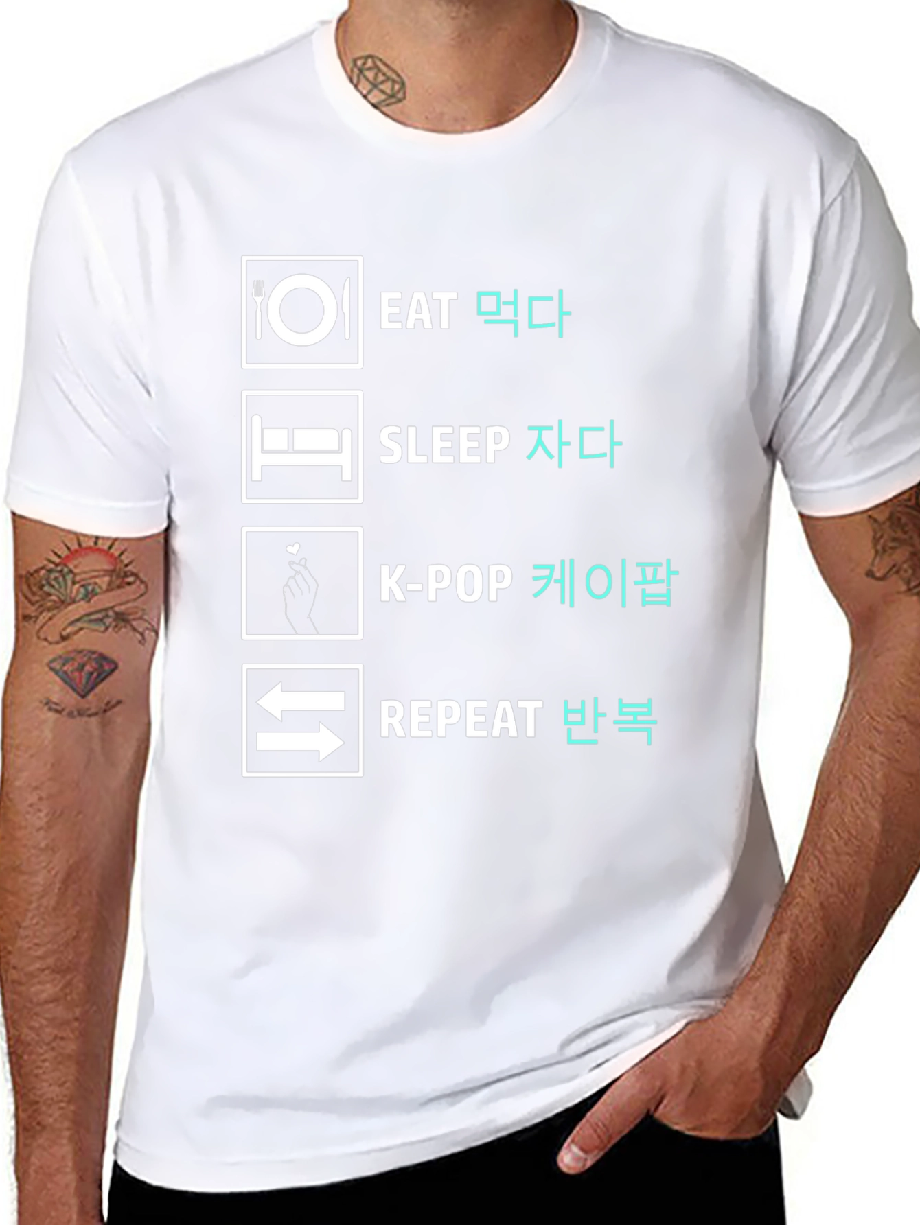 Eat Sleep K-Pop Repeat Black Graphic Tee