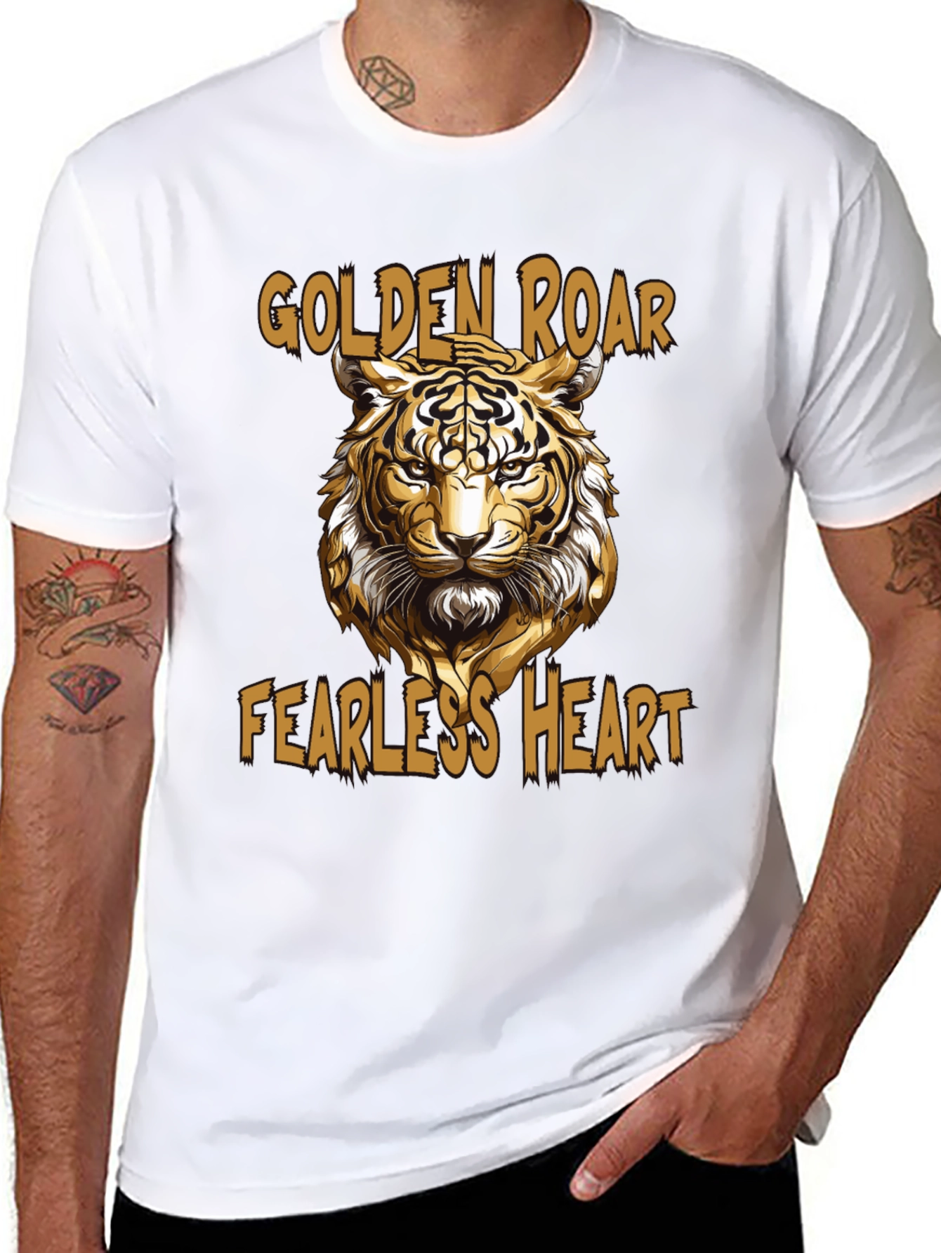 Golden Roar Tiger Graphic Tee - Fearless Heart