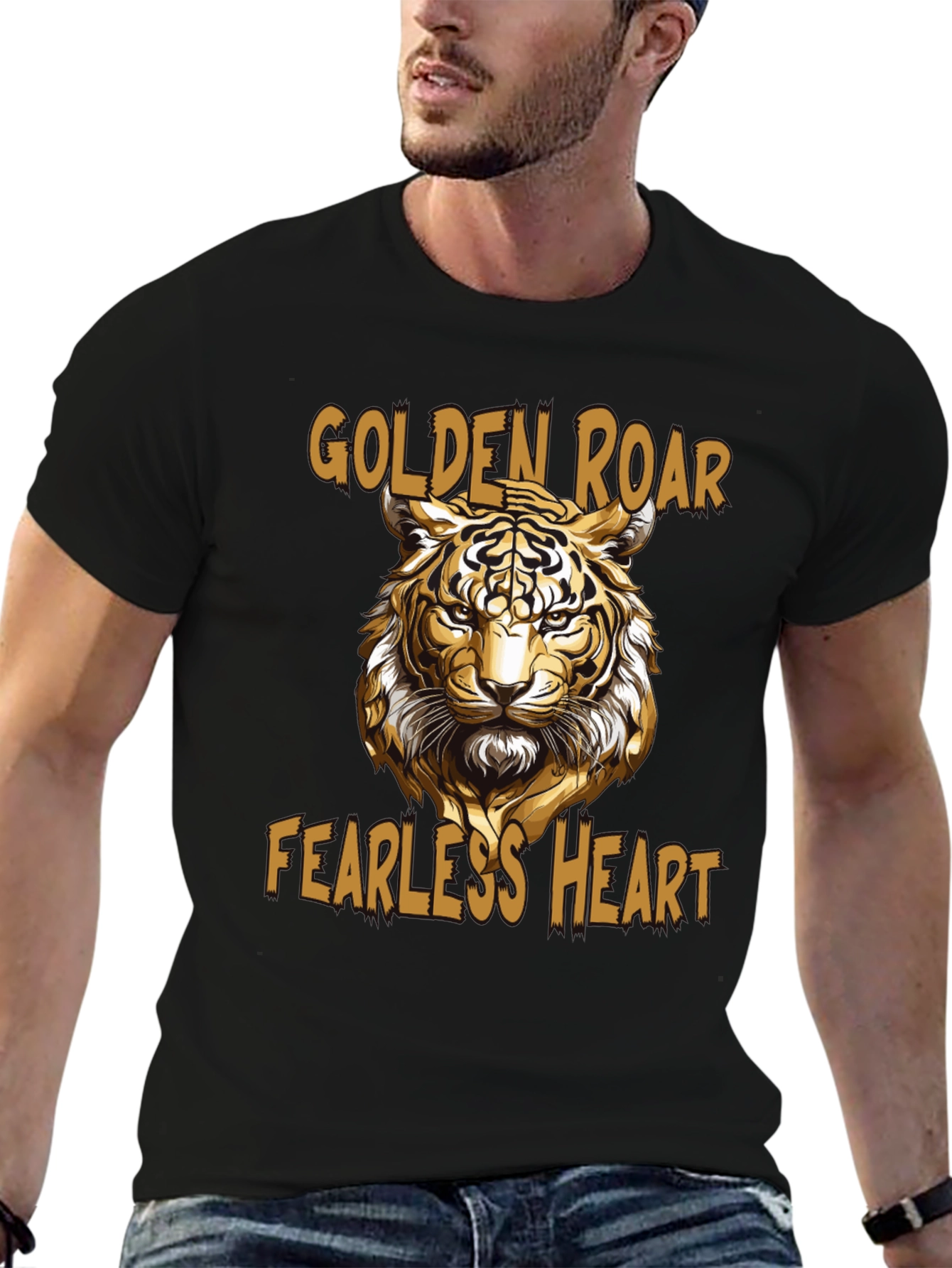 Golden Roar Tiger Graphic Tee - Fearless Heart