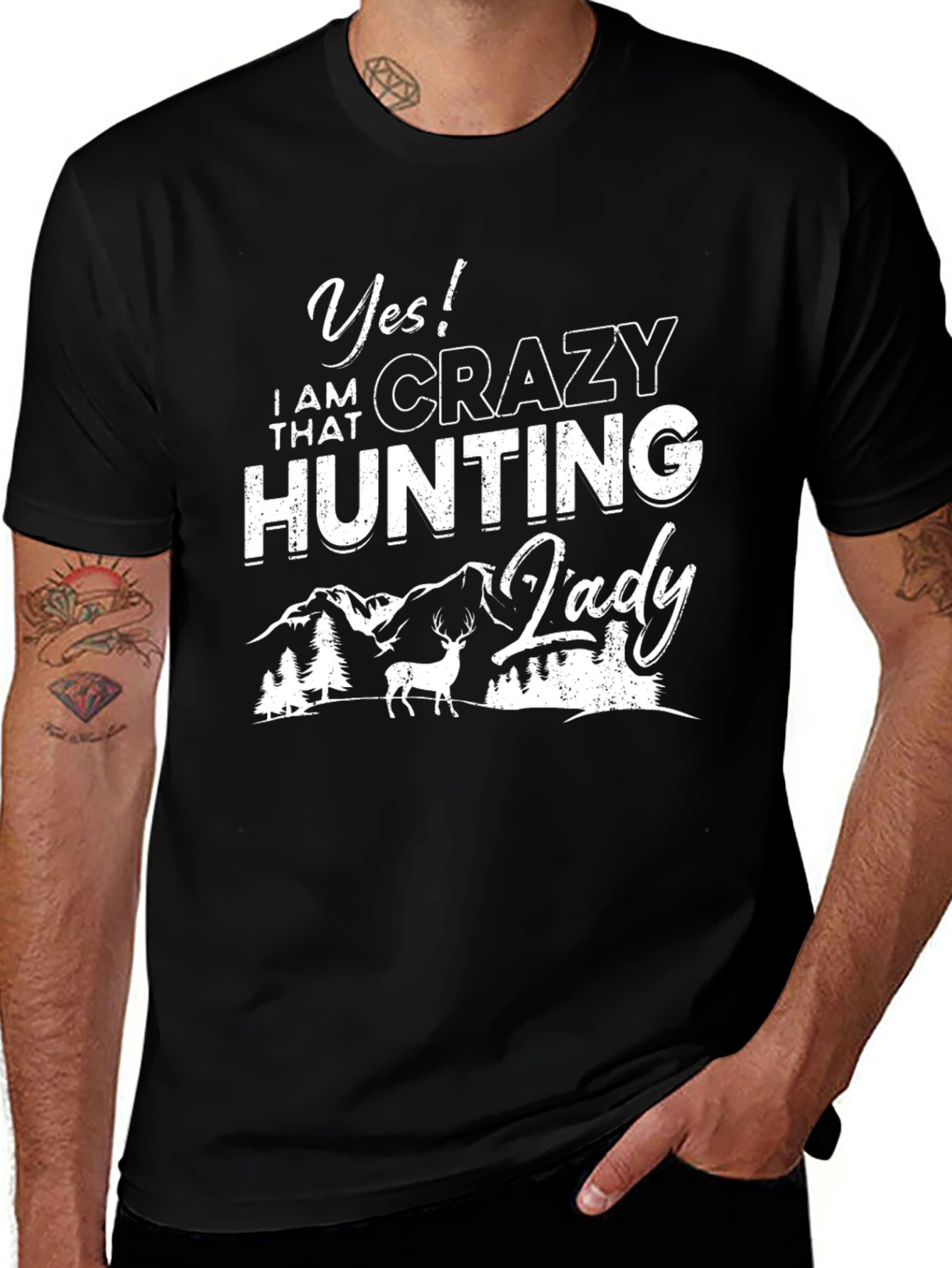 Crazy Hunting Lady Graphic Tee