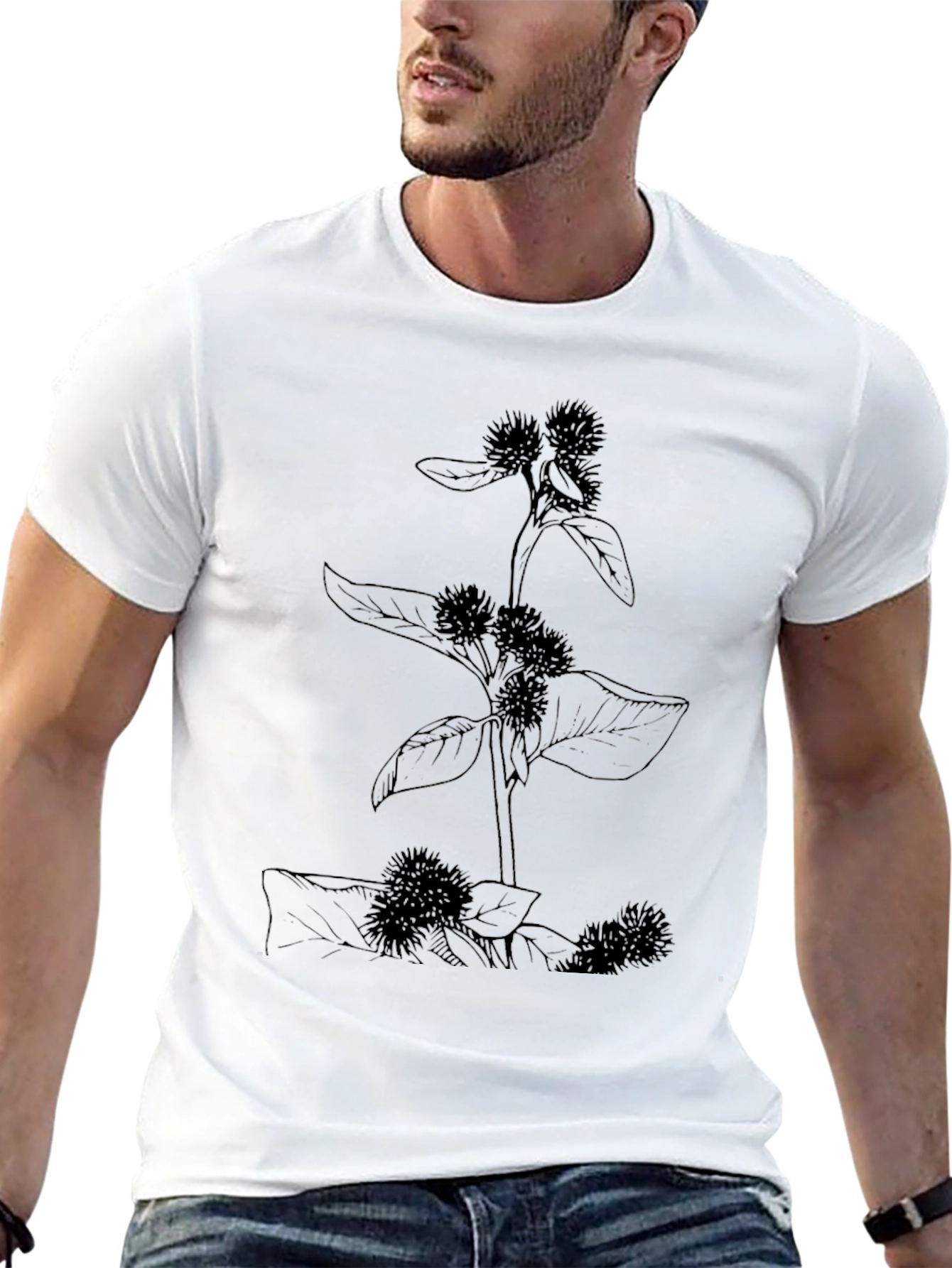 Botanical Print Black T-Shirt