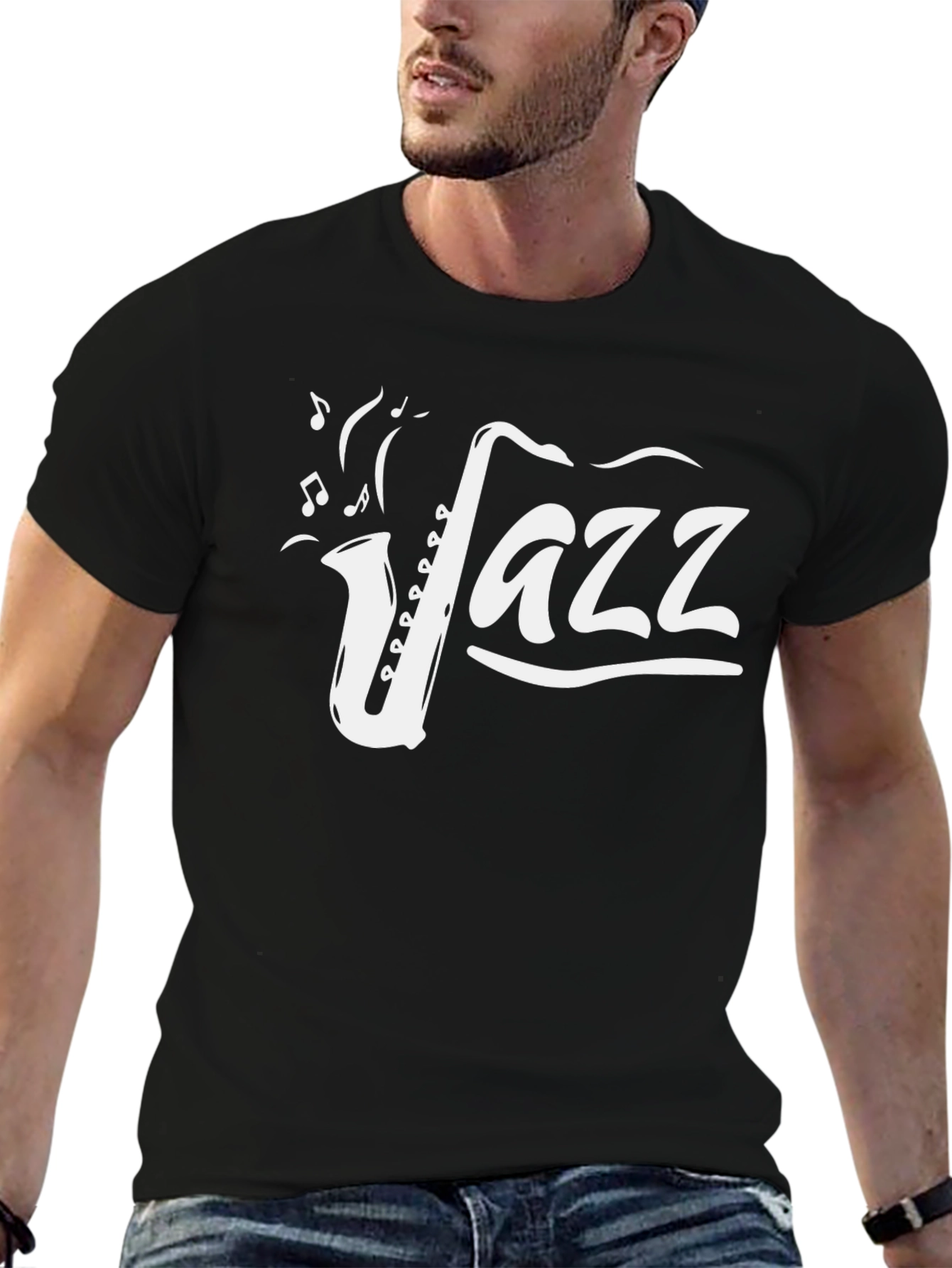 Jazz Music Saxophone Graphic T-Shirt - Black