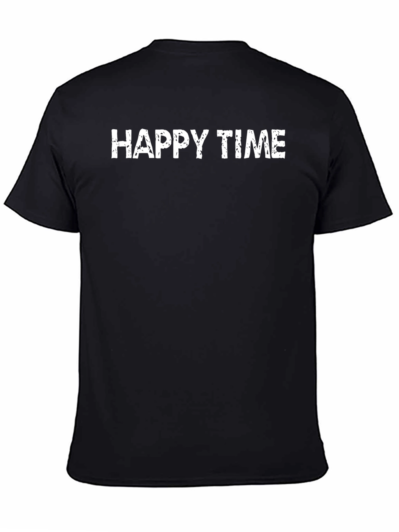 Happy Time Black Graphic Tee Casual Short Sleeve