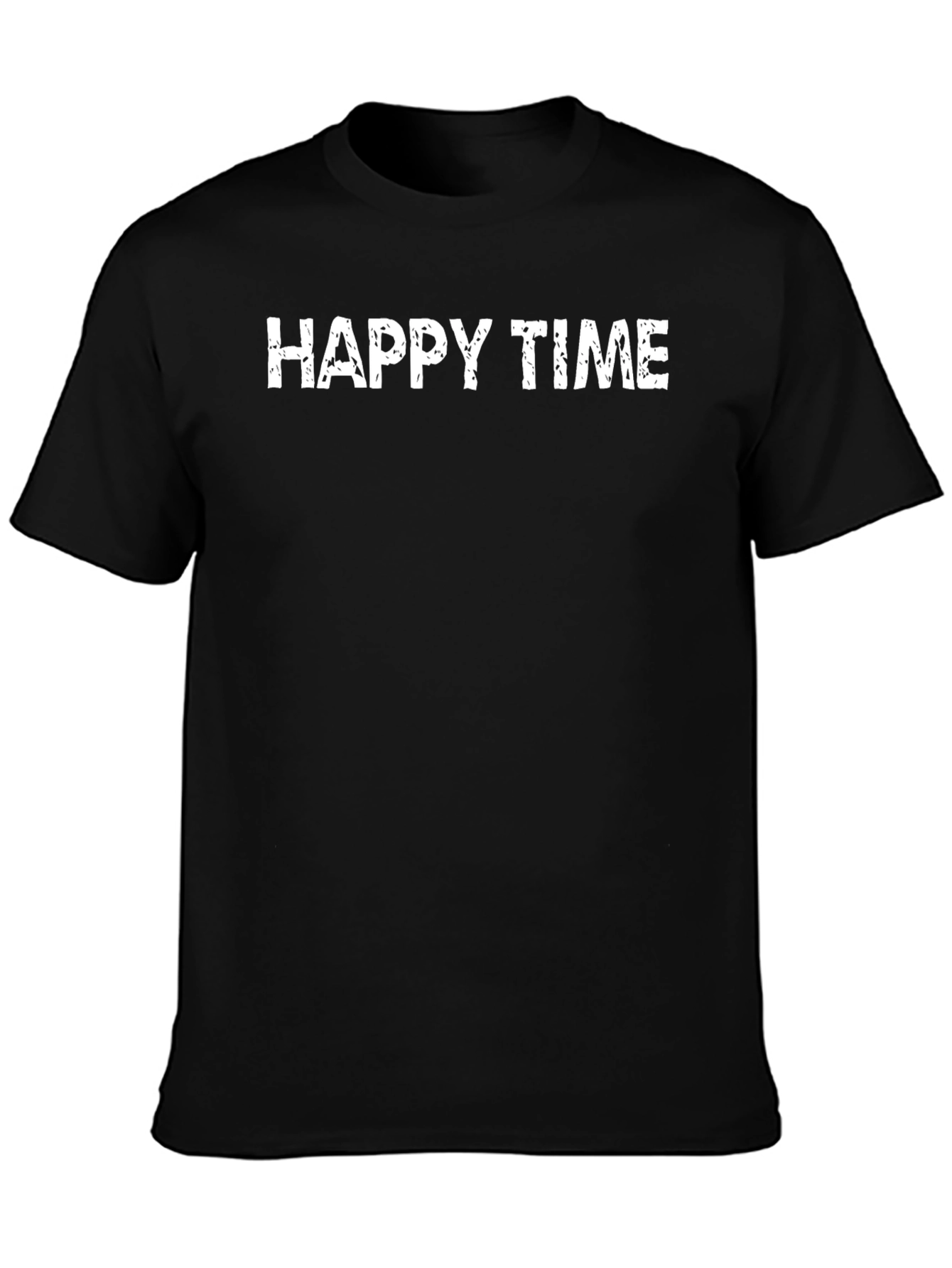 Happy Time Black Graphic Tee Casual Short Sleeve
