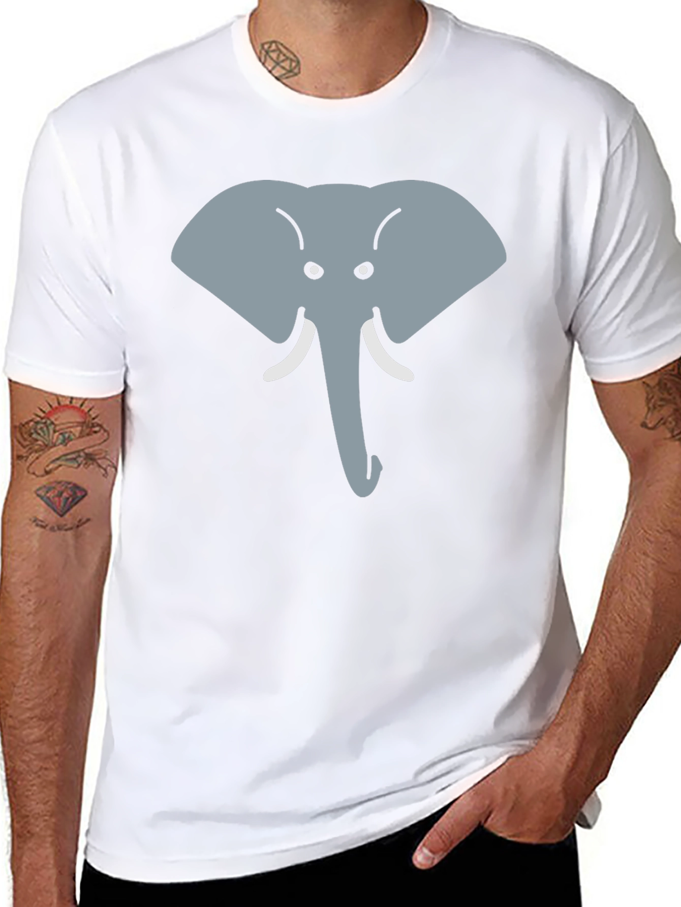 Elephant Face Graphic Tee - Cute Animal Design