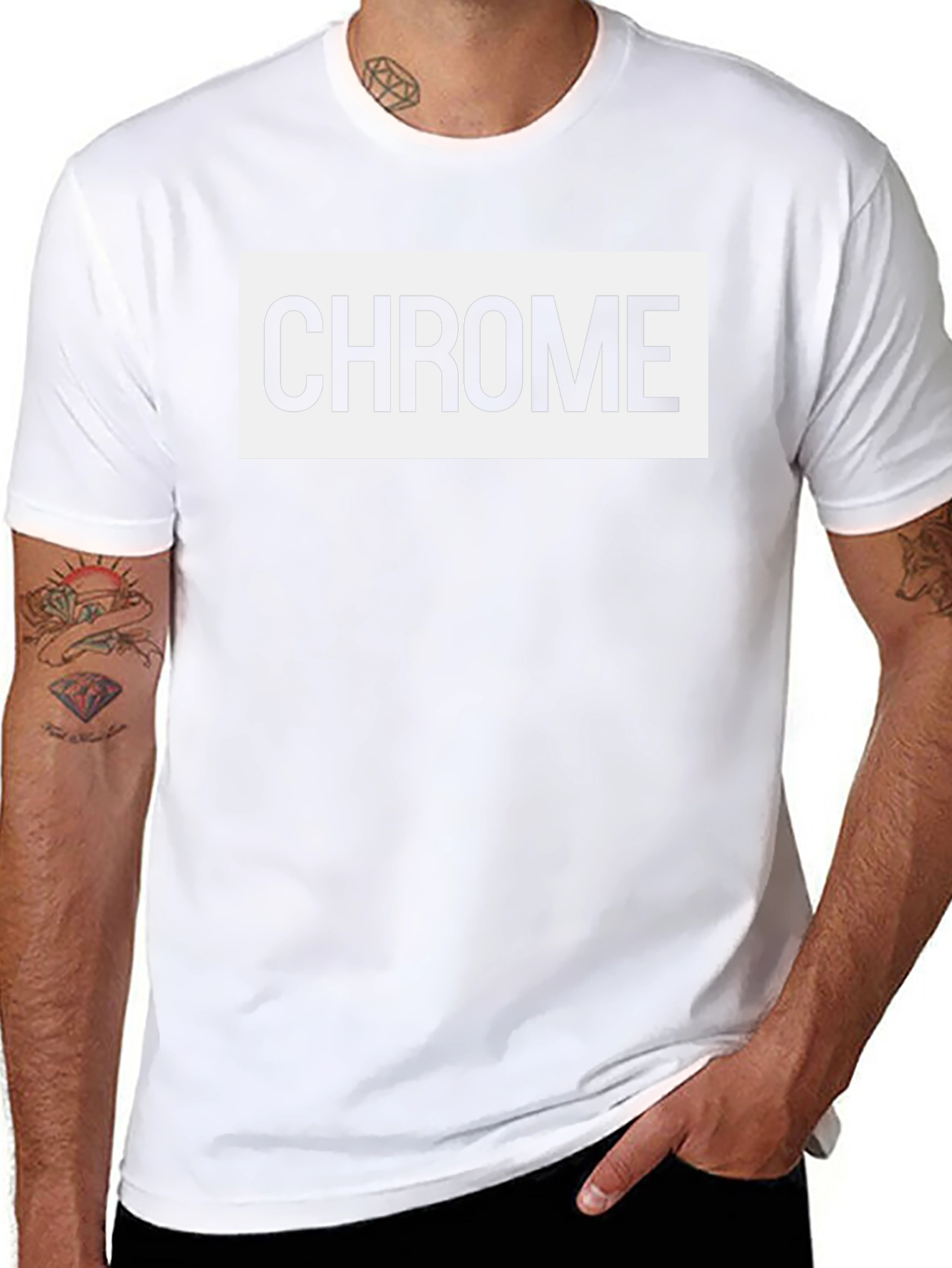 Chrome Text Graphic Tee - Stylish Black Cotton Blend