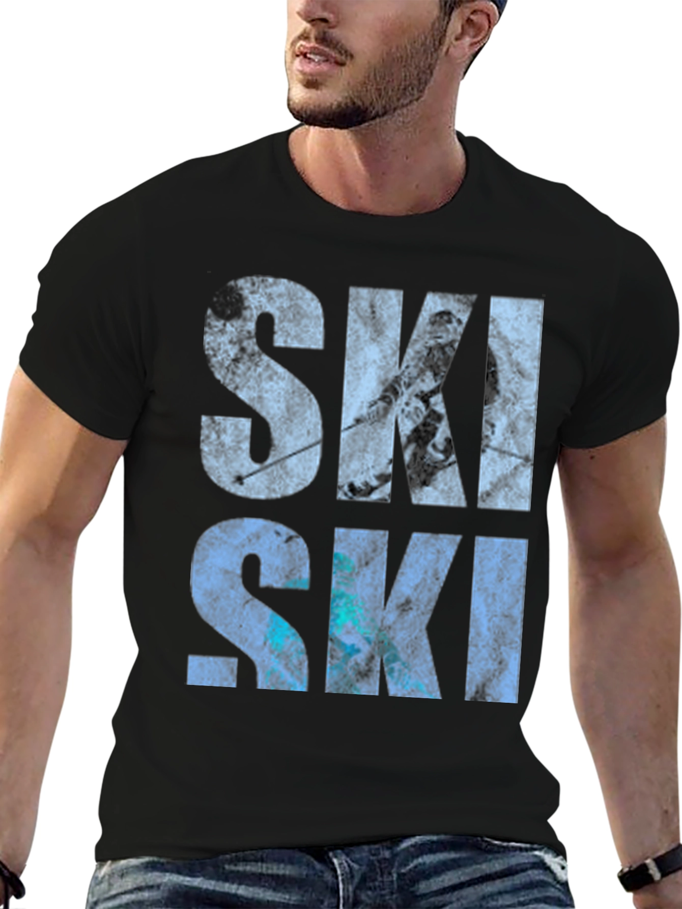 SKI Graphic Print Crew Neck T-Shirt