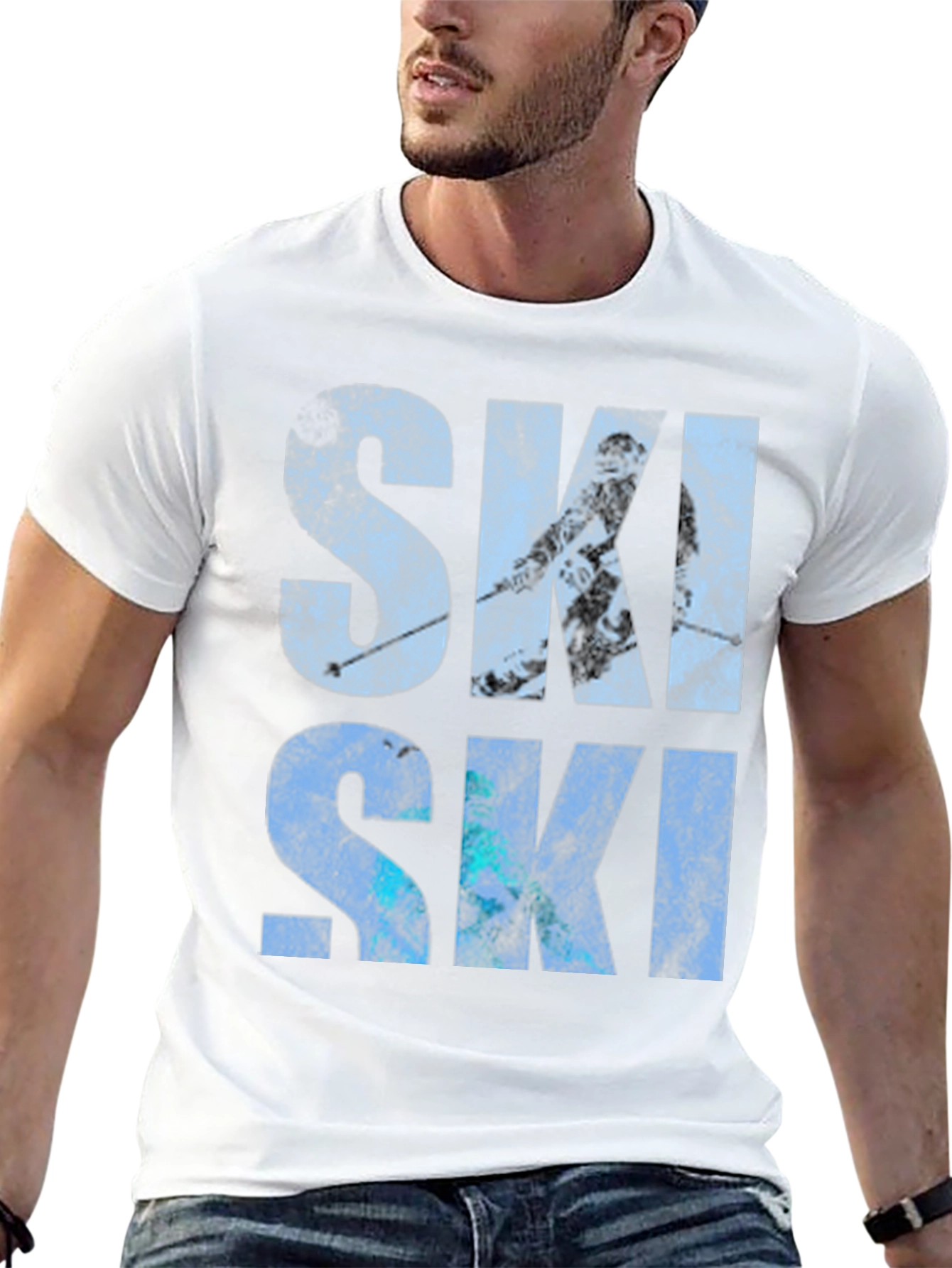SKI Graphic Print Crew Neck T-Shirt