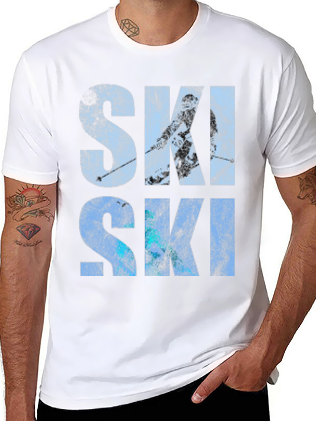 SKI Graphic Print Crew Neck T-Shirt