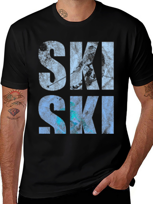 SKI Graphic Print Crew Neck T-Shirt