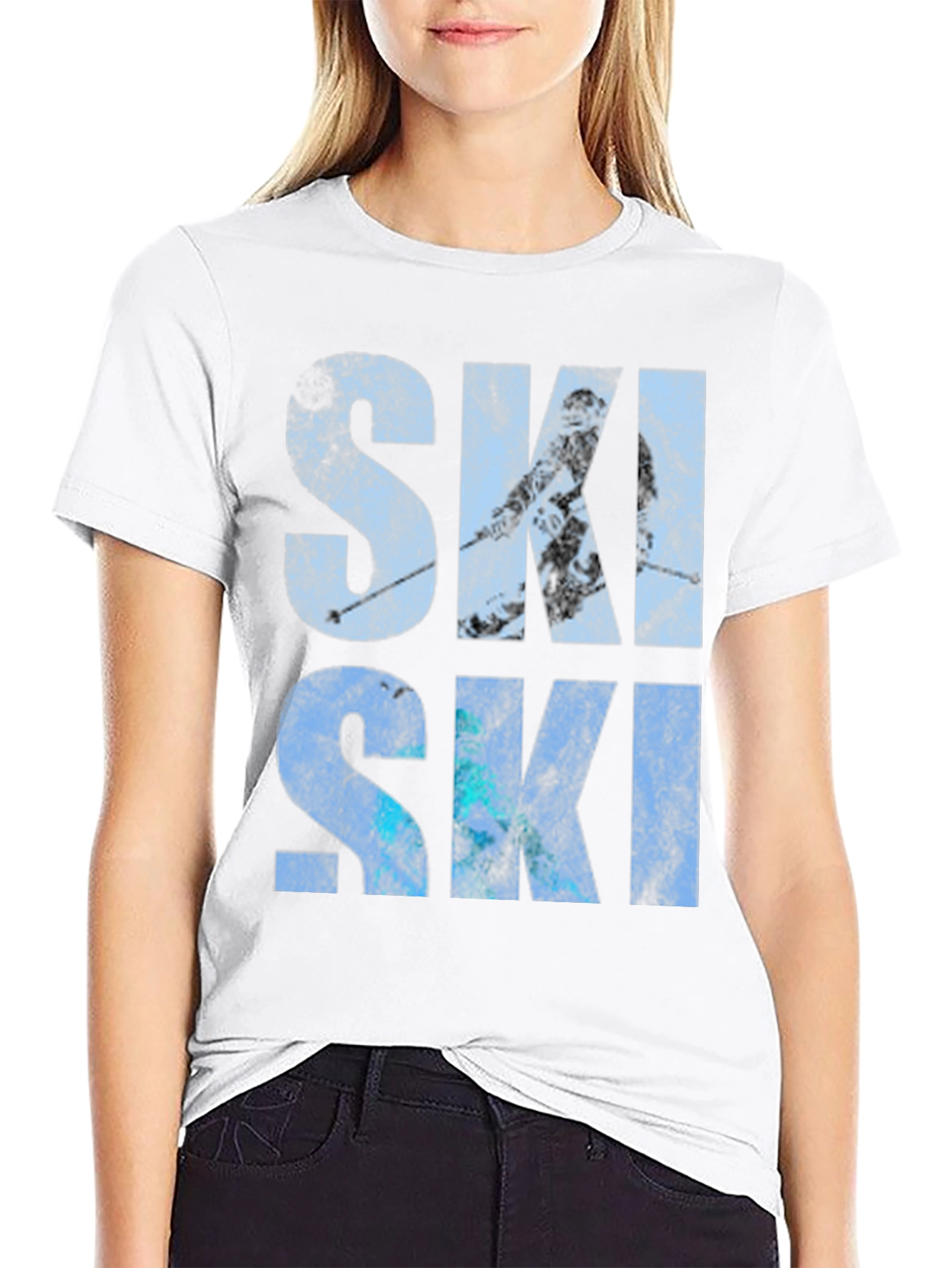 SKI Graphic Print Crew Neck T-Shirt