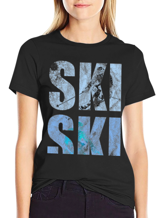 SKI Graphic Print Crew Neck T-Shirt