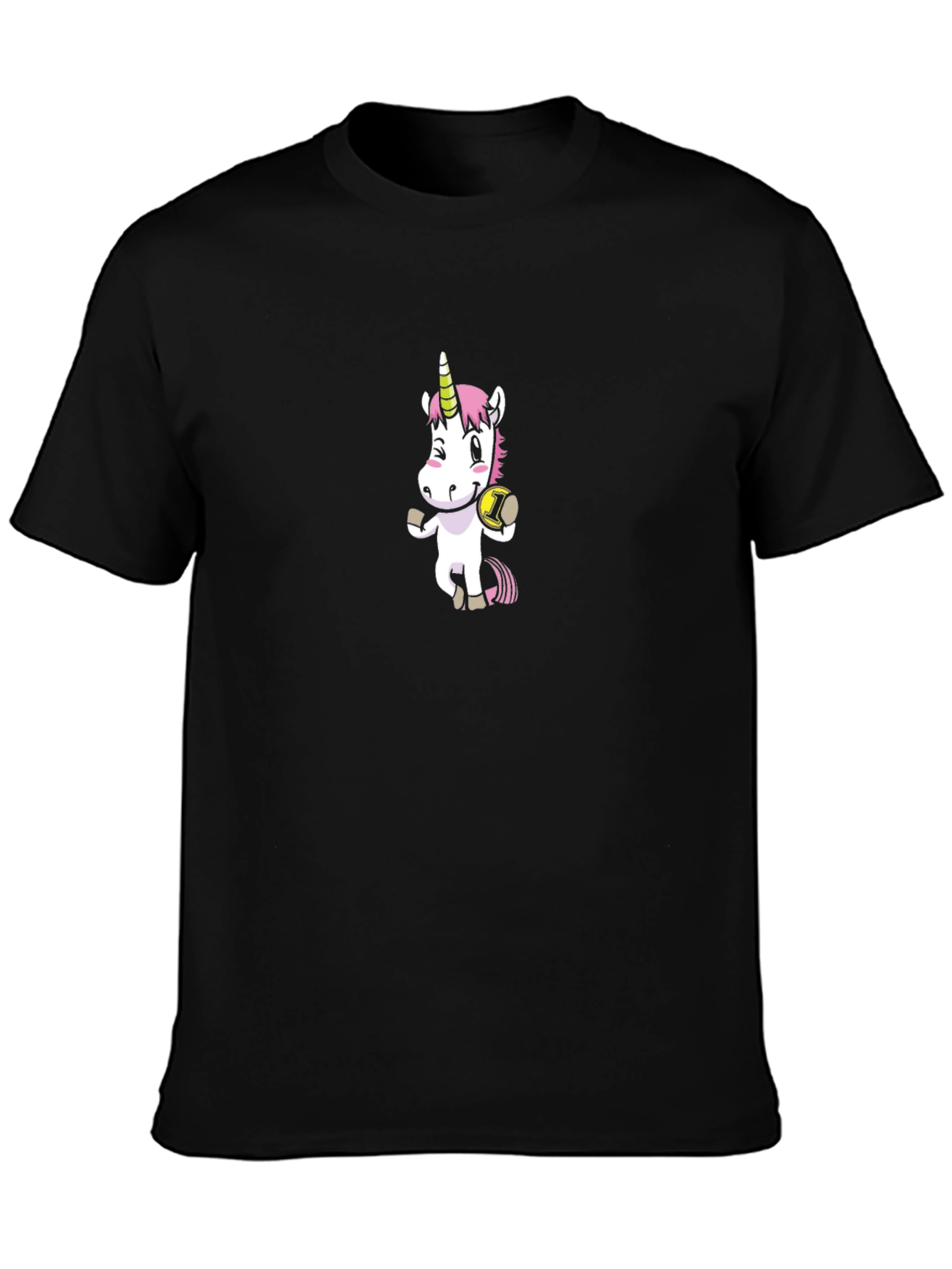Unicorn with Ball Black T-Shirt