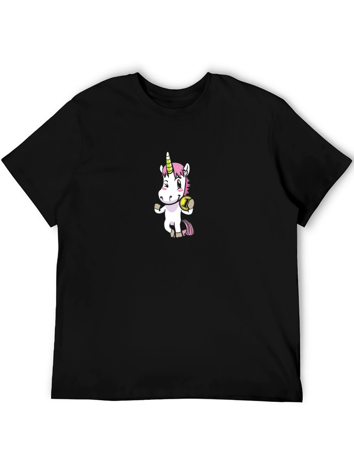 Unicorn with Ball Black T-Shirt