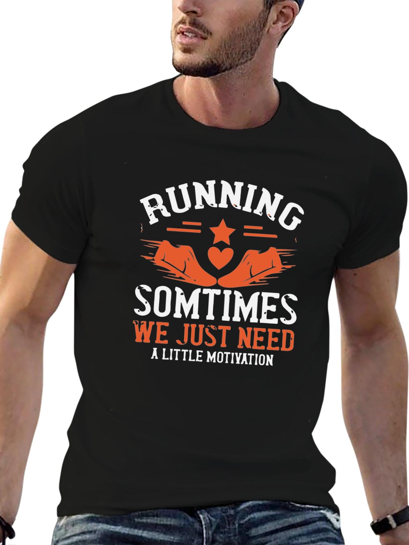 Running Motivation Graphic Tee - Mens Black T-Shirt