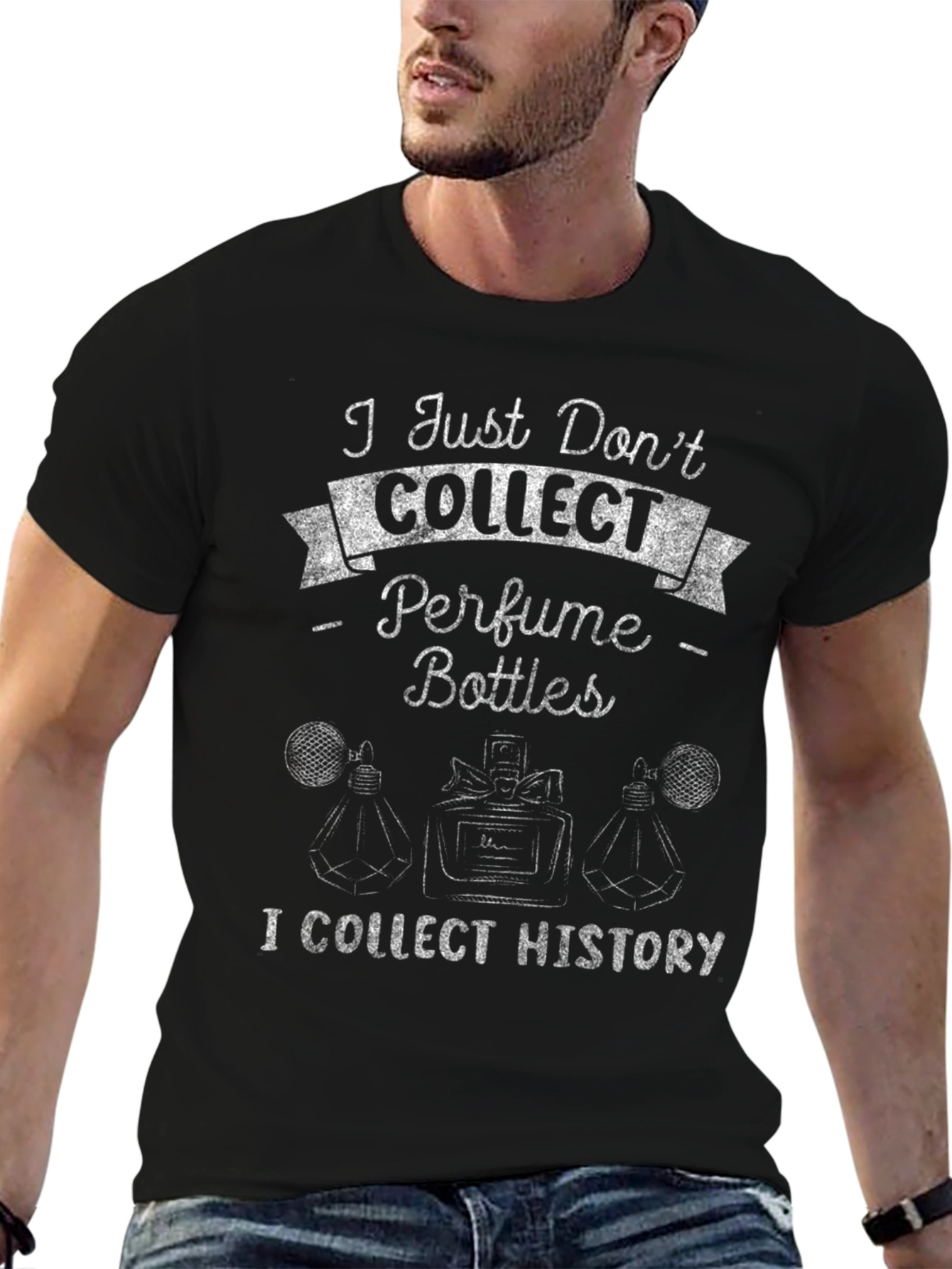 Perfume Bottle History Collector Black T-Shirt