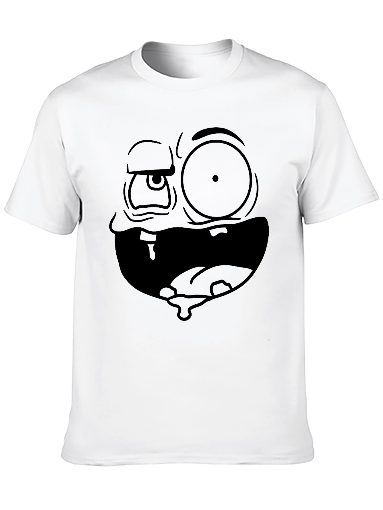 Funny Cartoon Face Black T-Shirt