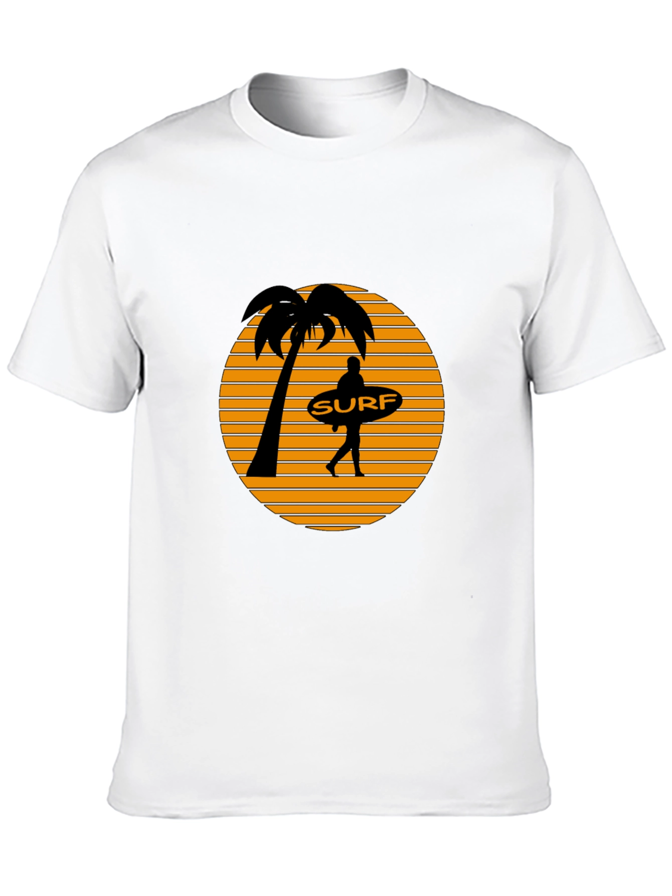 Surf Sunset Graphic Tee - Black Cotton T-Shirt