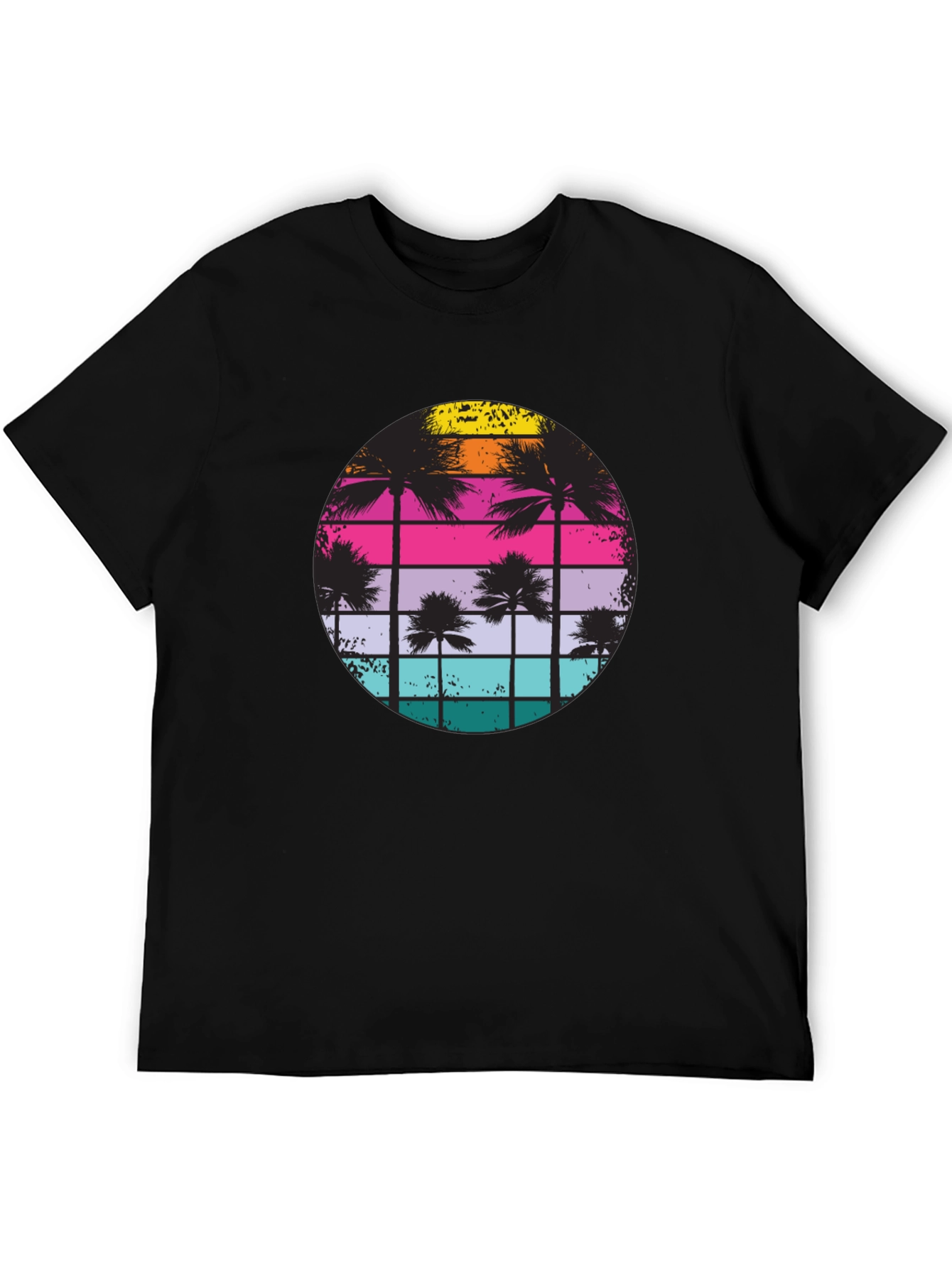 Retro Sunset Palm Tree Graphic T-Shirt