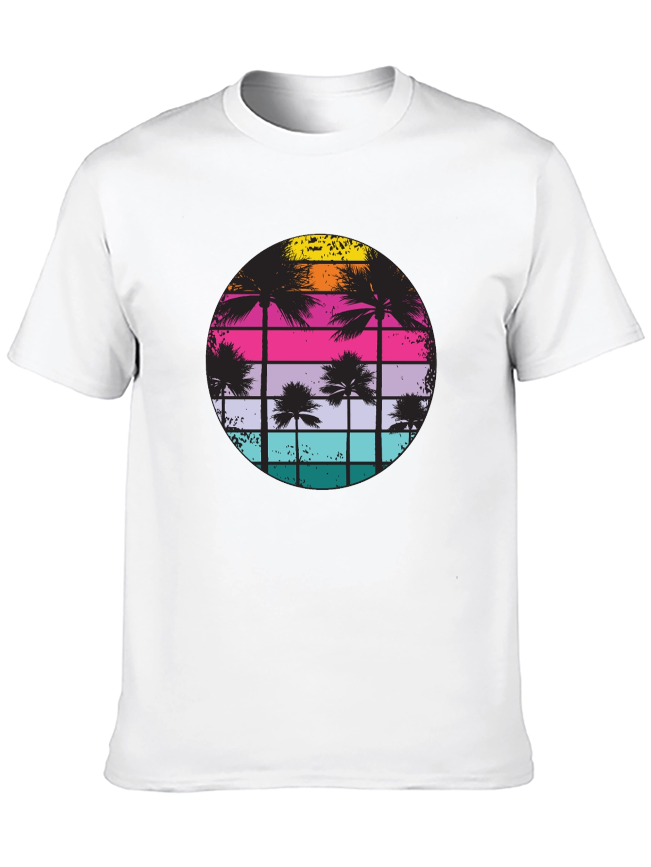 Retro Sunset Palm Tree Graphic T-Shirt