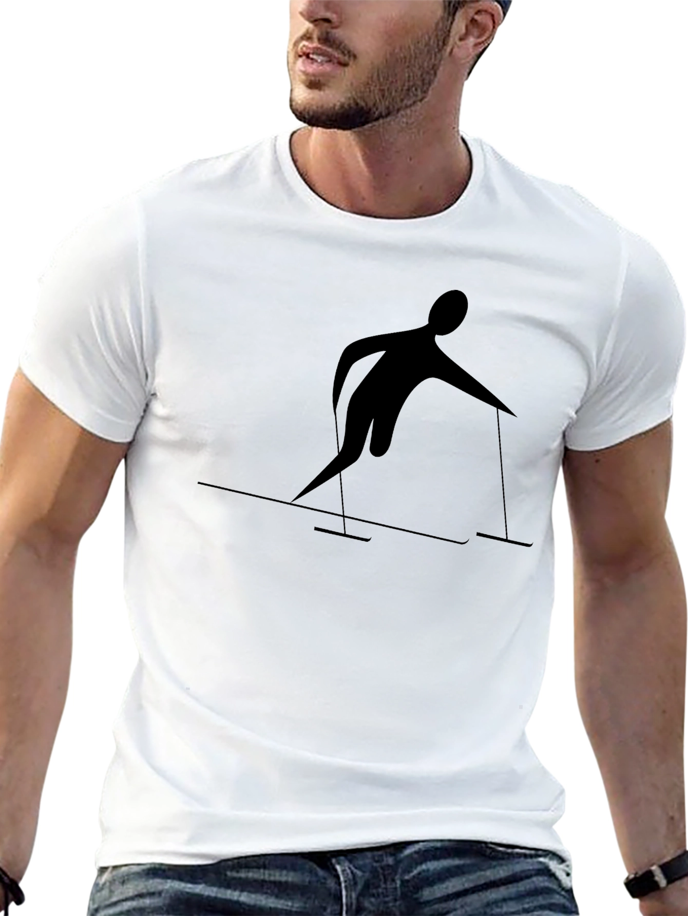 Stylish Skiing Graphic T-Shirt