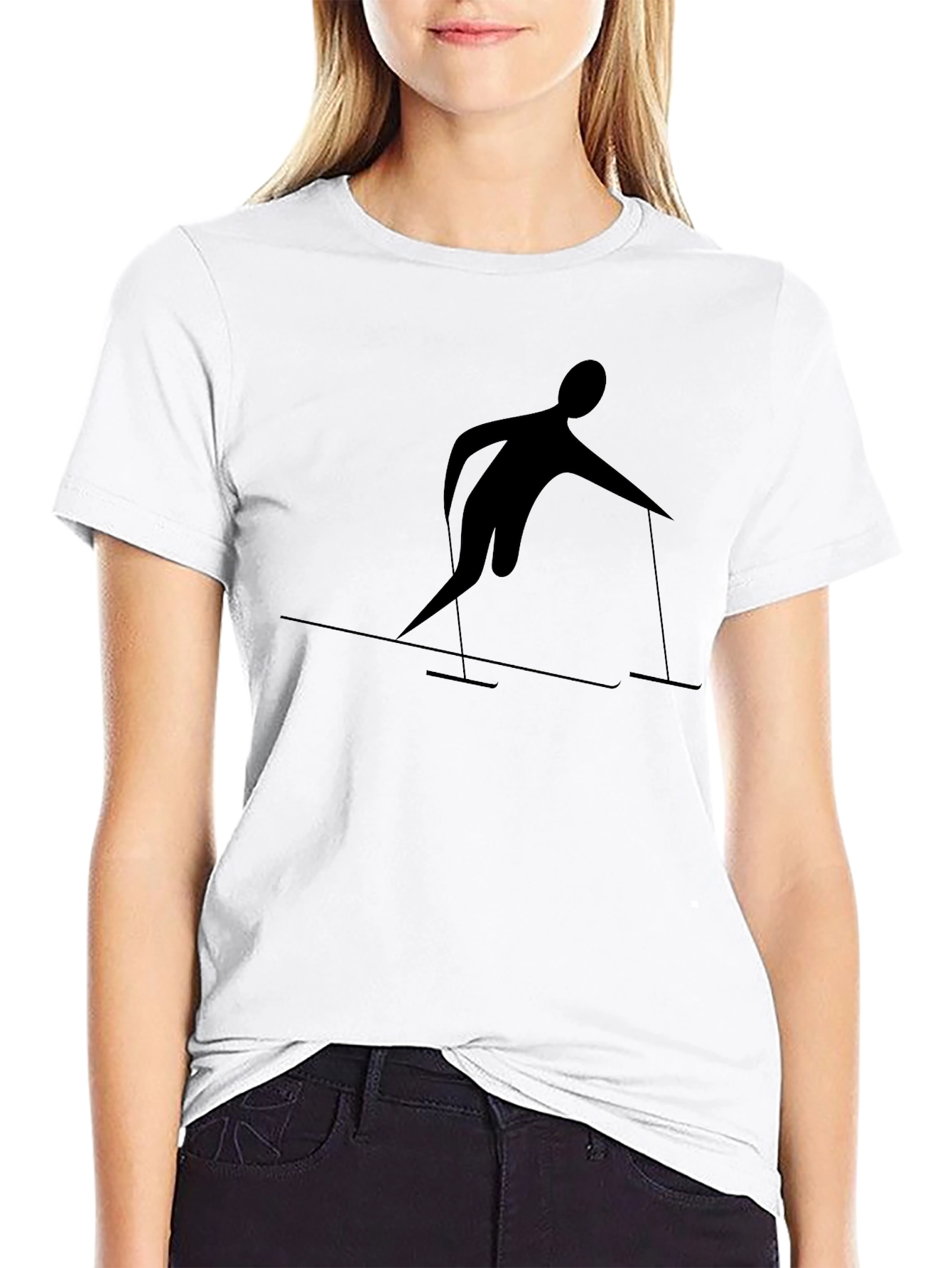 Stylish Skiing Graphic T-Shirt
