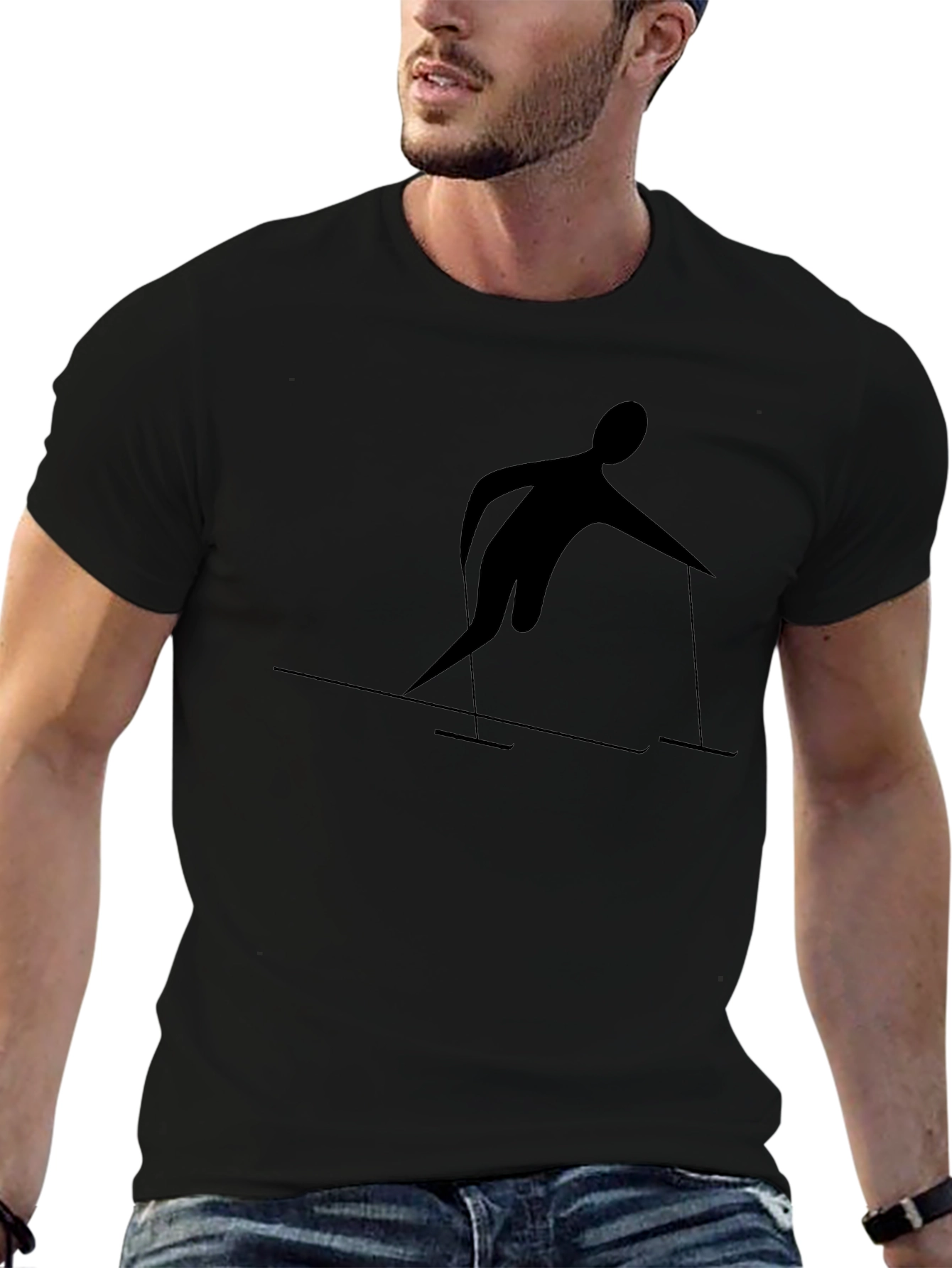Stylish Skiing Graphic T-Shirt