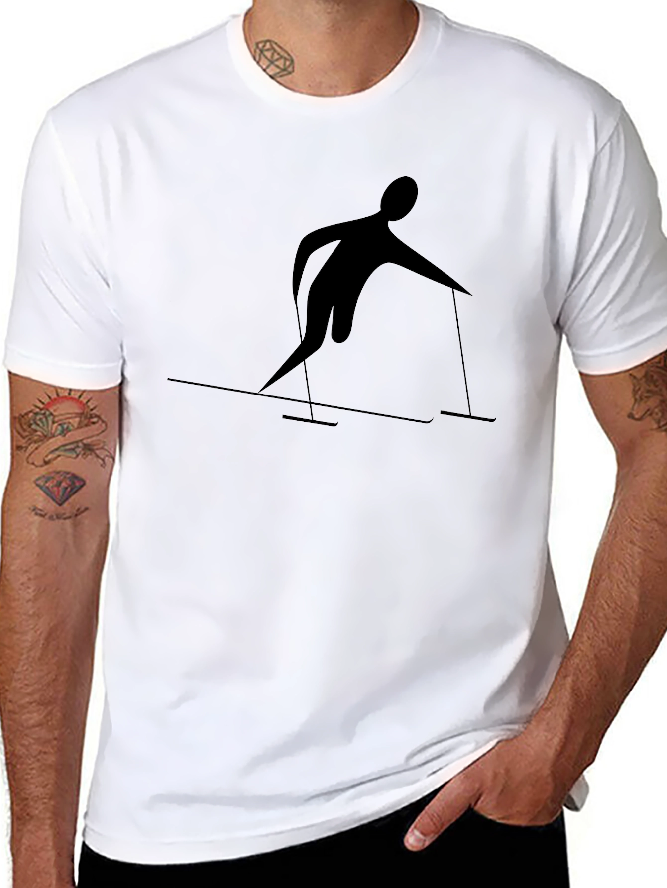Stylish Skiing Graphic T-Shirt