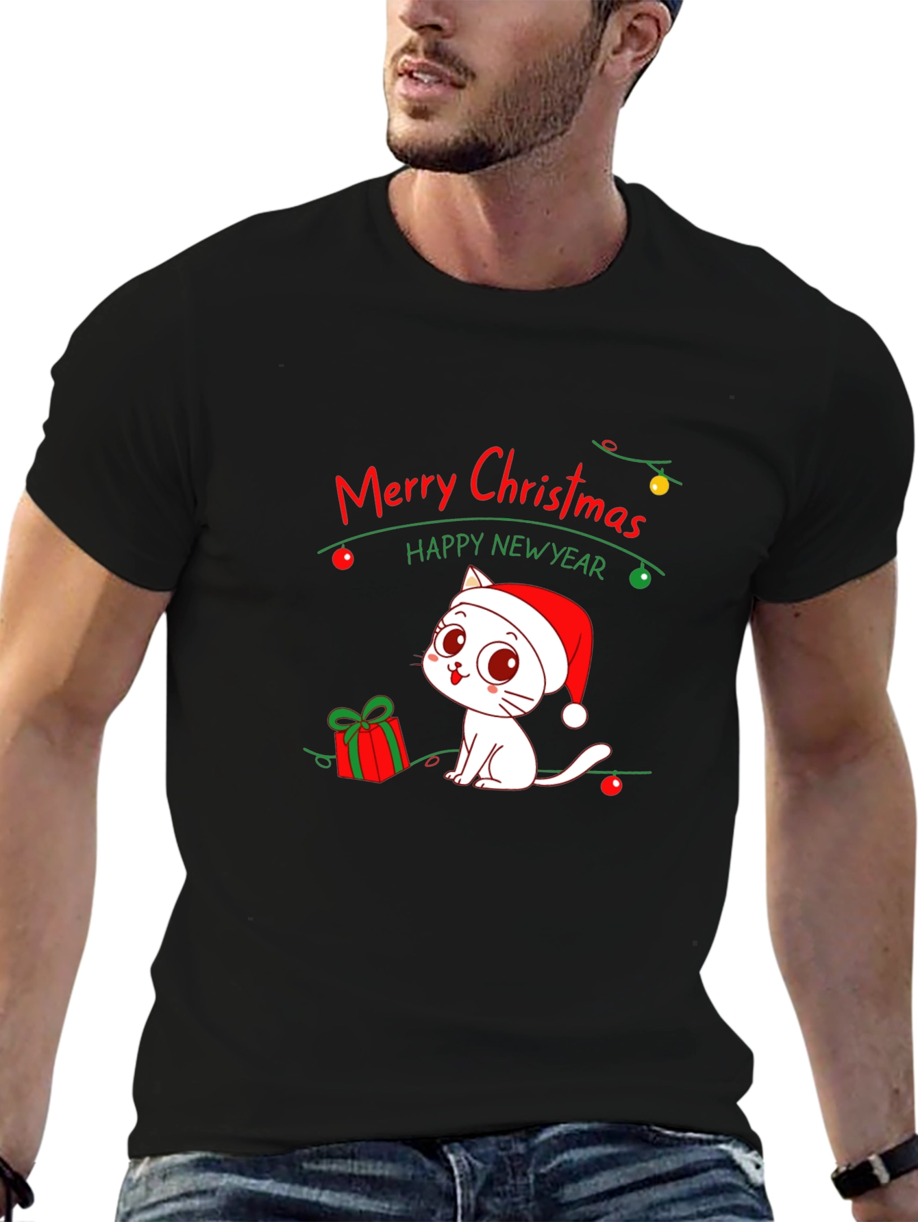 Festive Cat Christmas T-Shirt