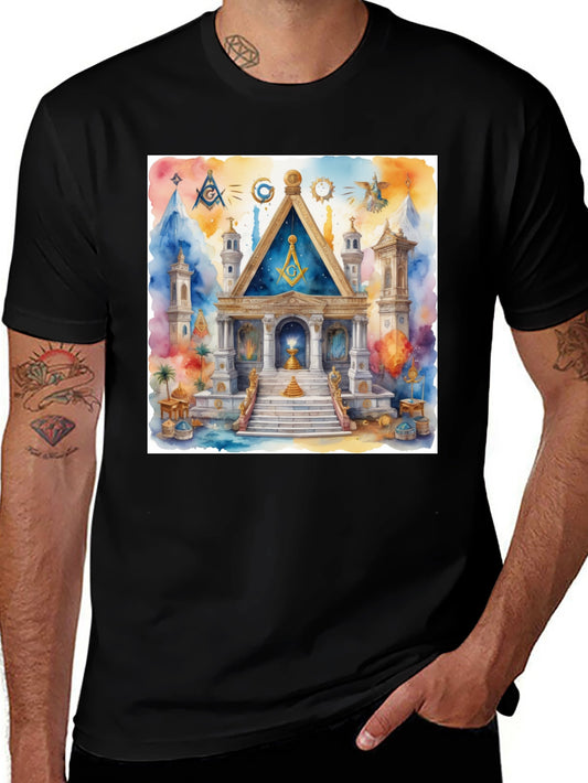 Masonic Lodge Watercolor Art T-Shirt