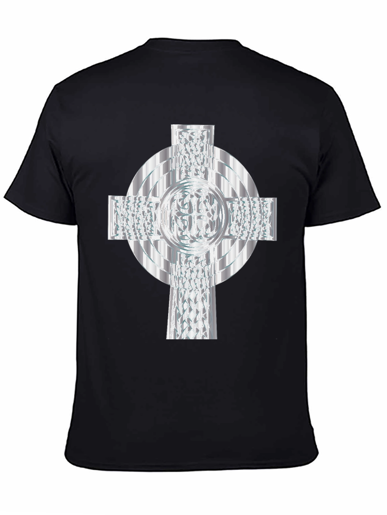 Celtic Cross T-Shirt - Silver Geometric Design