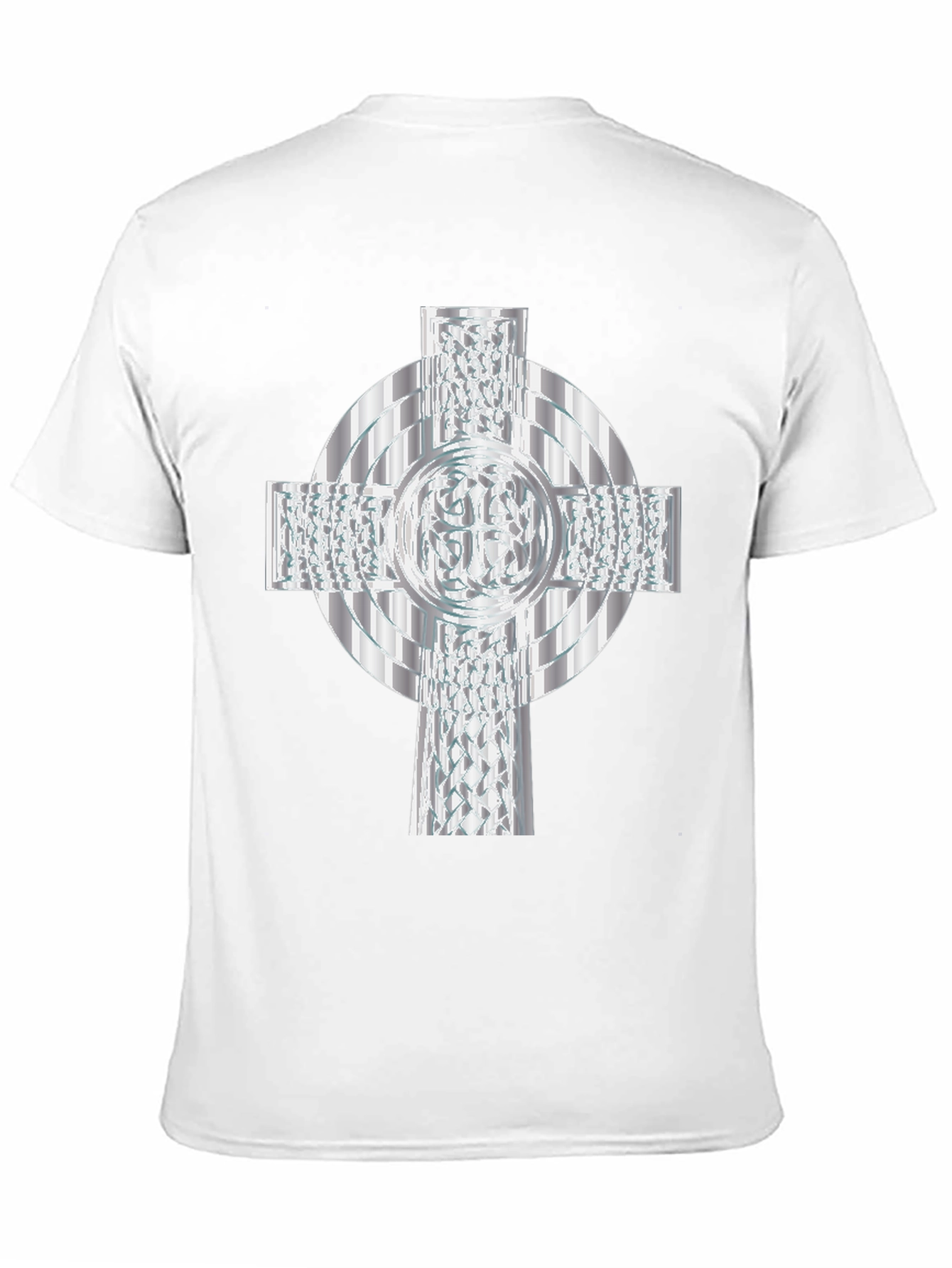 Celtic Cross T-Shirt - Silver Geometric Design