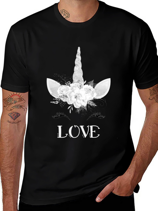 Unicorn Love T-Shirt - Black Graphic Tee