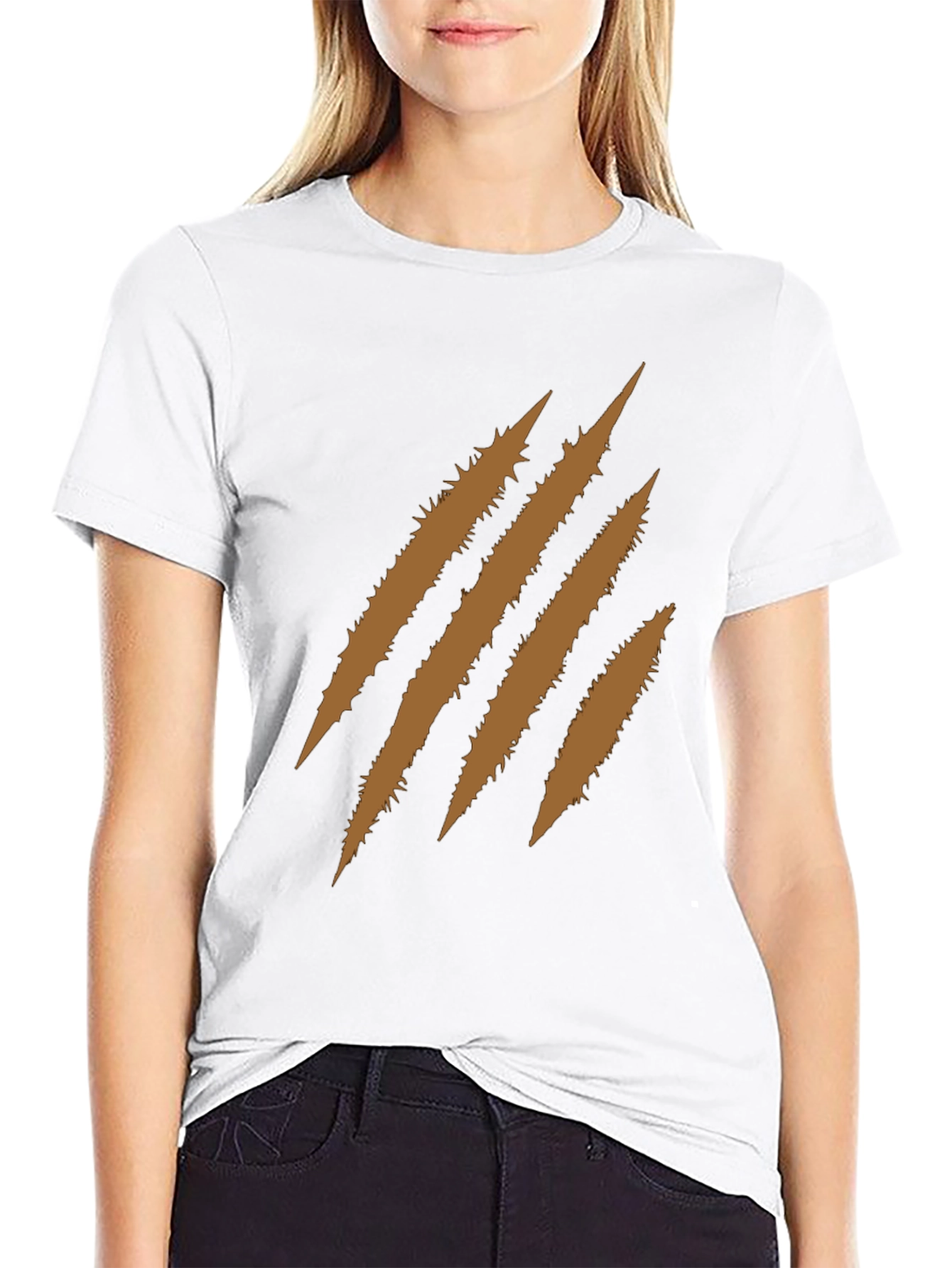 Mens Black T-Shirt with Brown Claw Mark Graphic