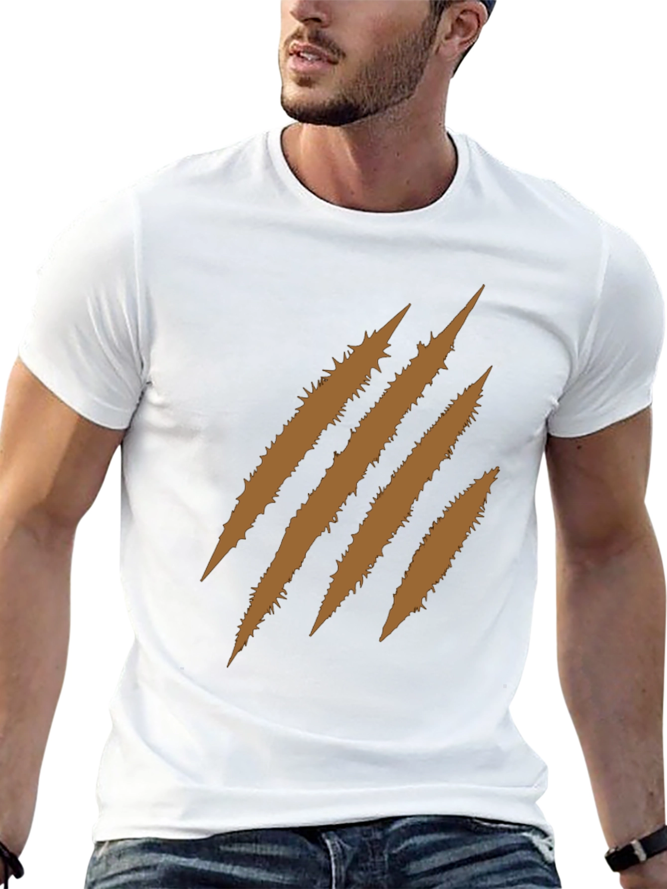 Mens Black T-Shirt with Brown Claw Mark Graphic