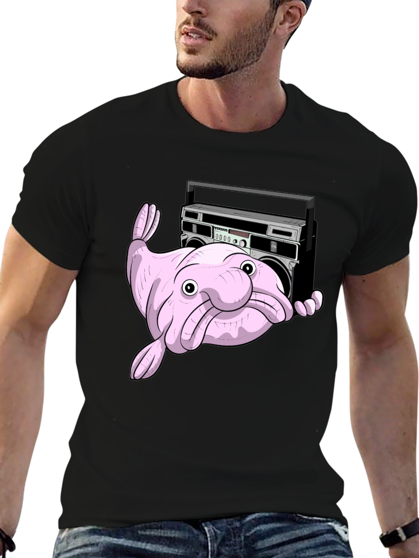 Blobfish Boombox T-Shirt - Funny Graphic Tee