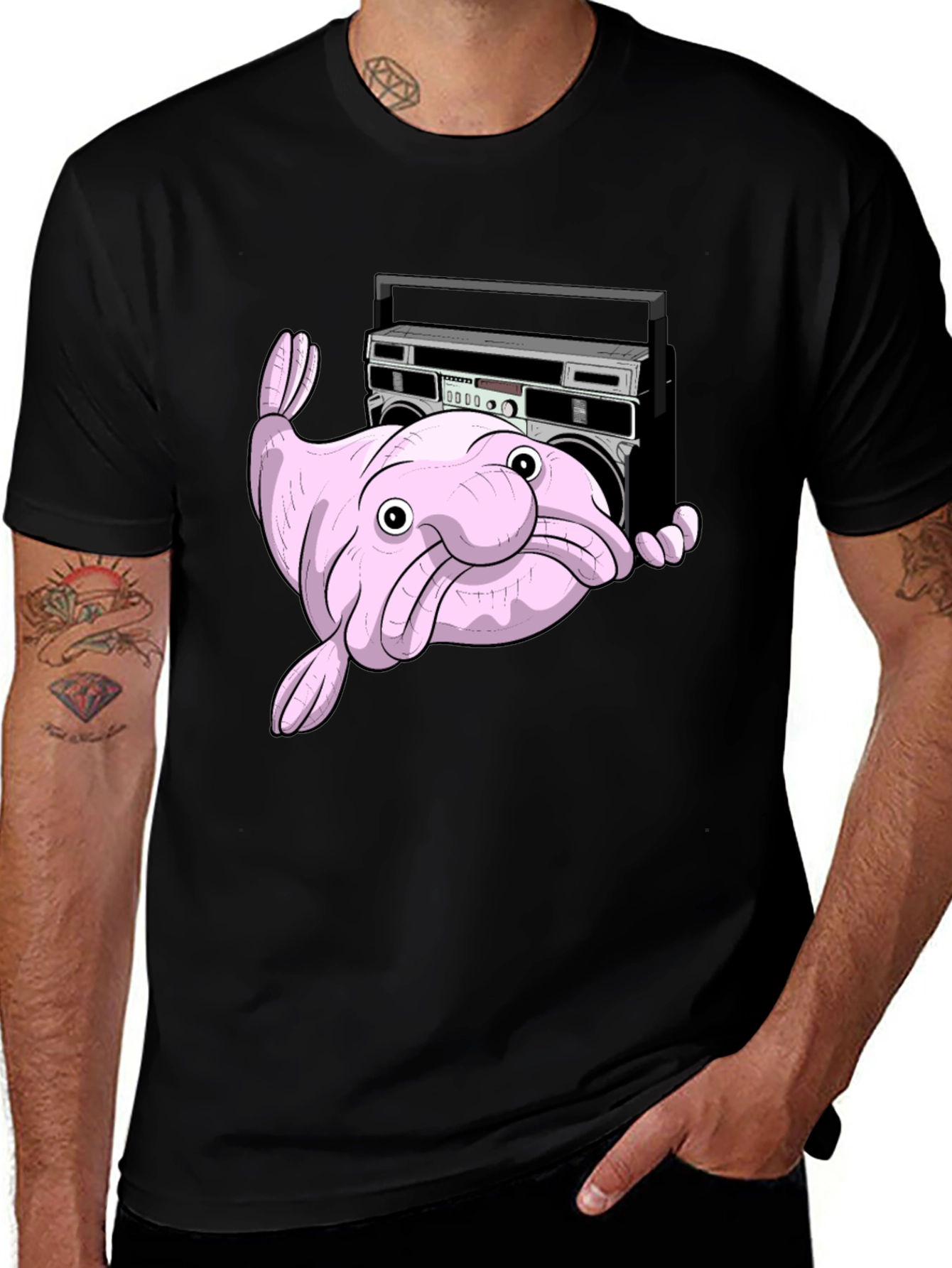 Blobfish Boombox T-Shirt - Funny Graphic Tee
