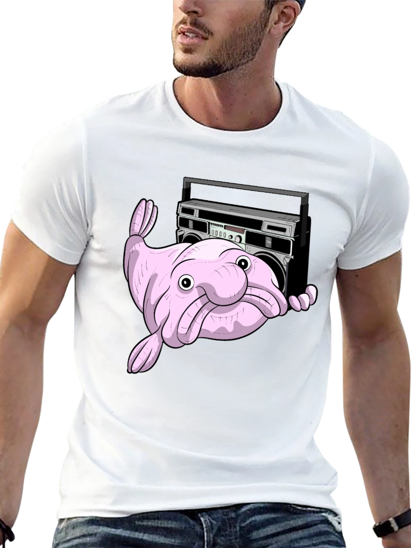 Blobfish Boombox T-Shirt - Funny Graphic Tee