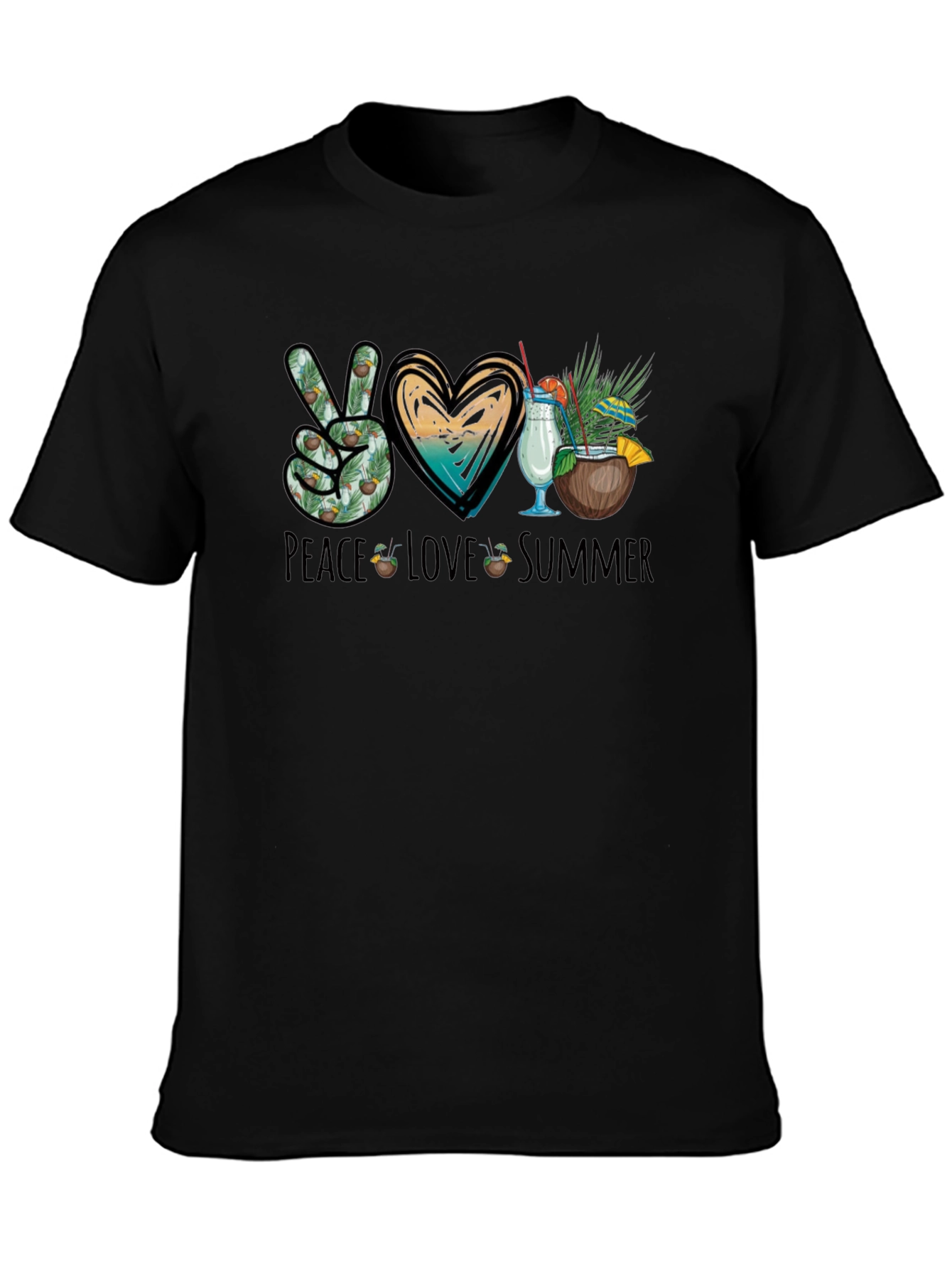 Peace Love Summer Black T-Shirt
