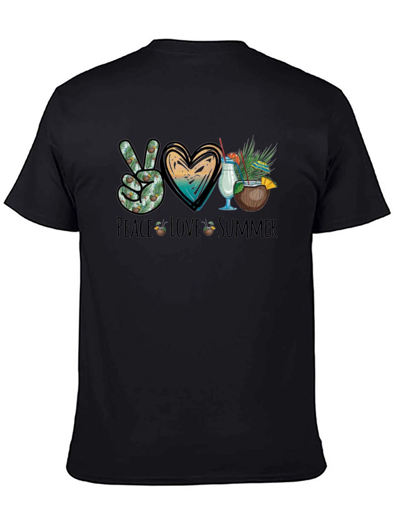 Peace Love Summer Black T-Shirt