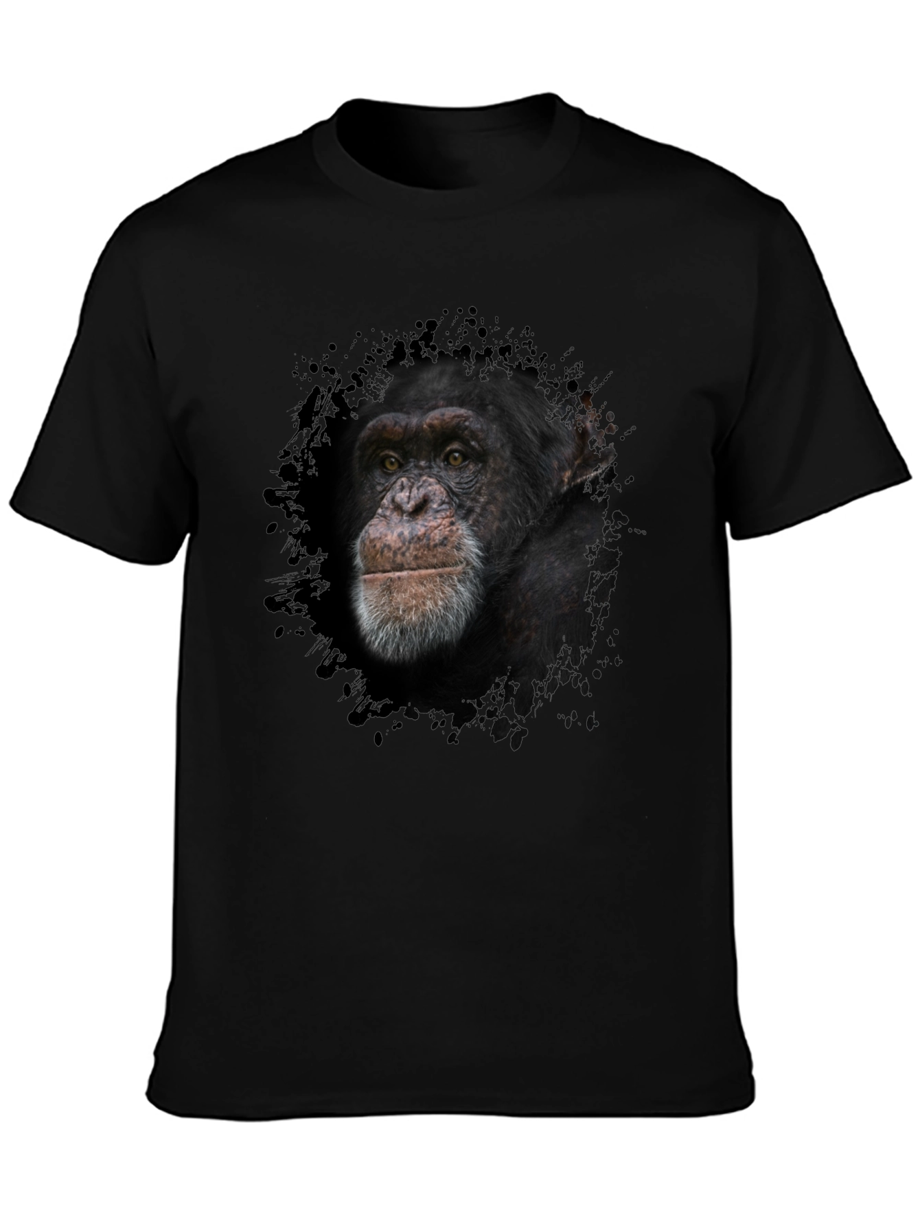 Chimpanzee Graphic Tee - Black Cotton T-Shirt
