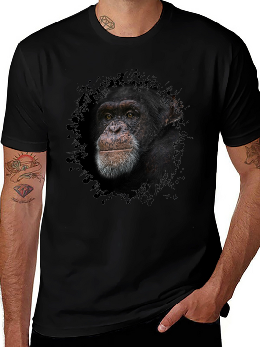 Chimpanzee Graphic Tee - Black Cotton T-Shirt