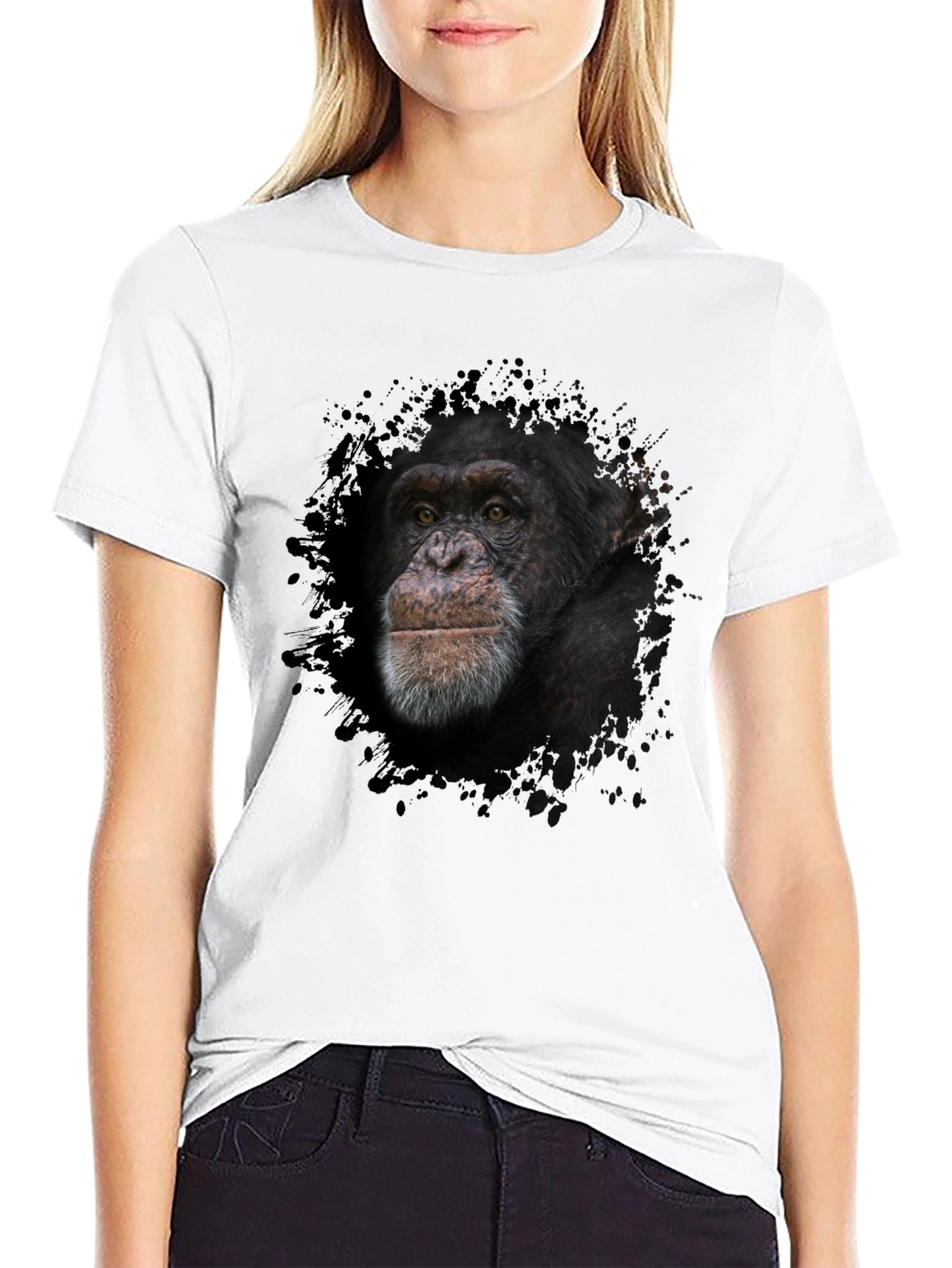 Chimpanzee Graphic Tee - Black Cotton T-Shirt