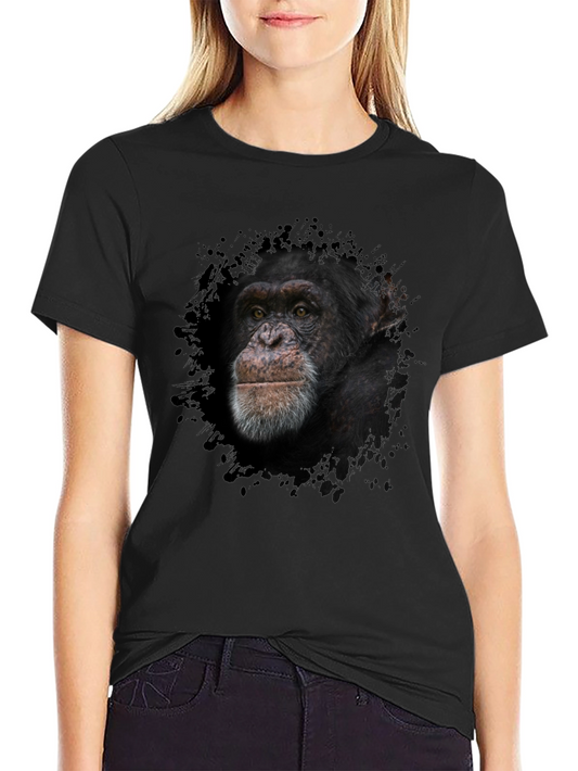 Chimpanzee Graphic Tee - Black Cotton T-Shirt