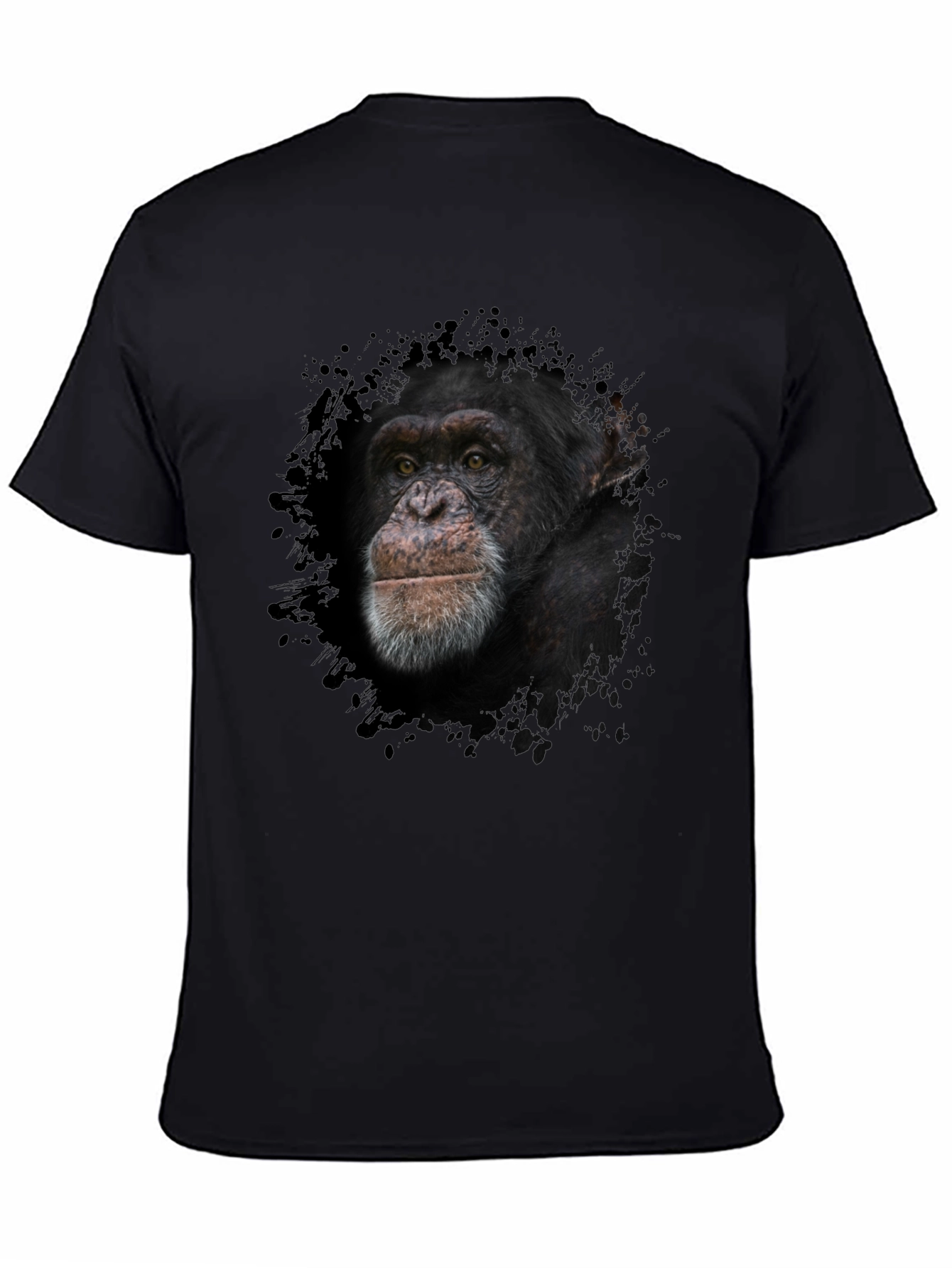 Chimpanzee Graphic Tee - Black Cotton T-Shirt