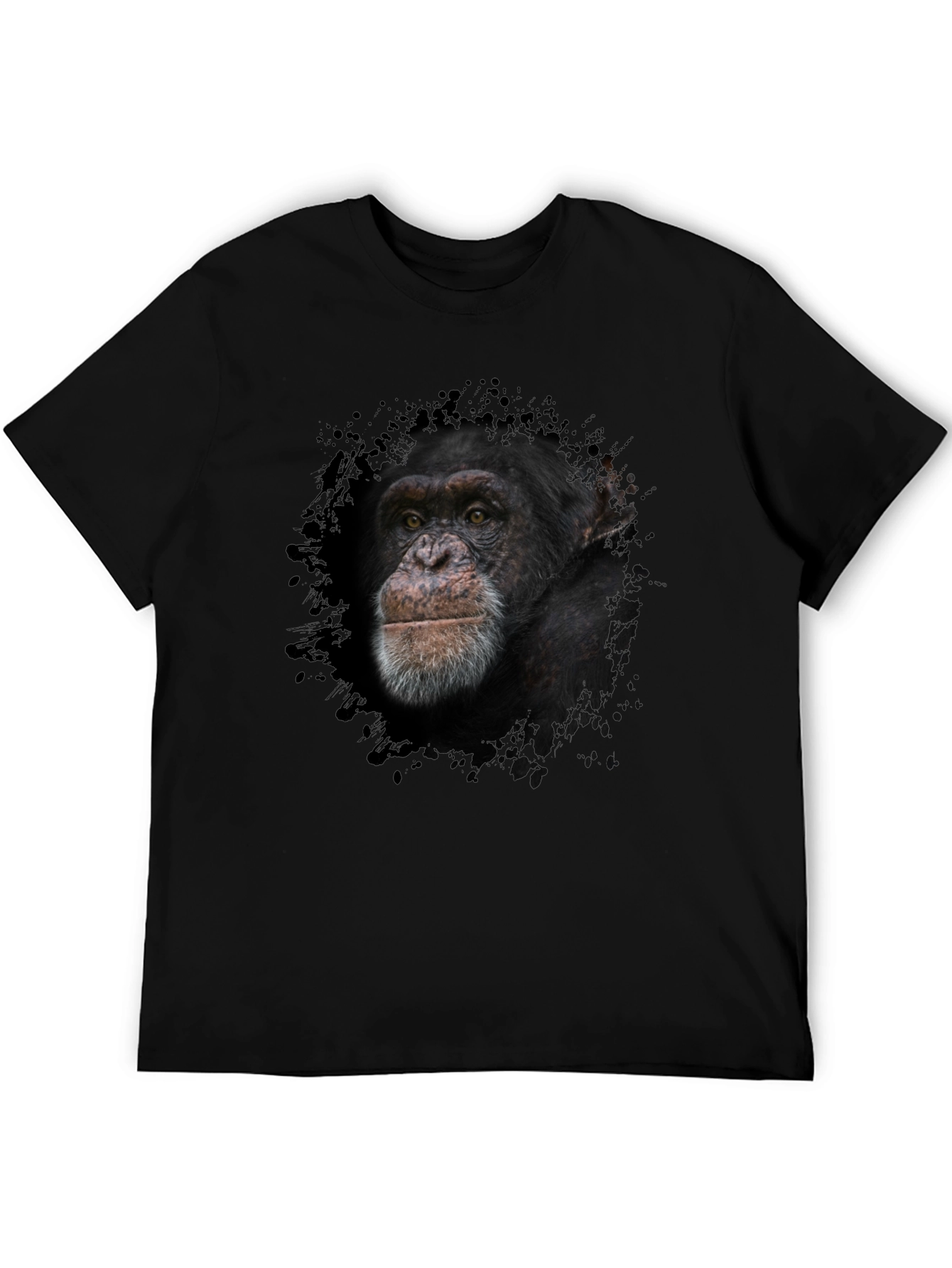 Chimpanzee Graphic Tee - Black Cotton T-Shirt