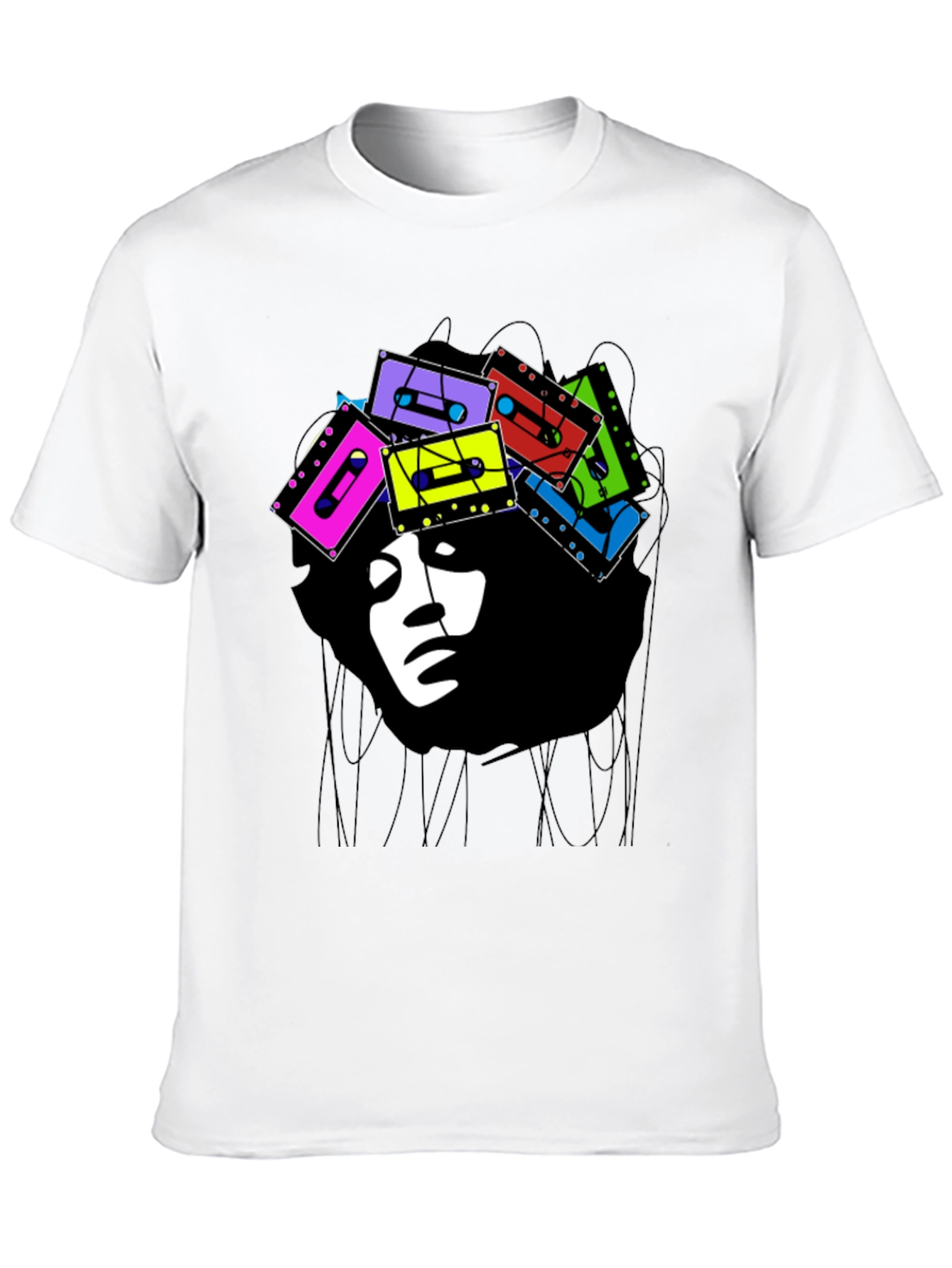 Retro Cassette Afro Graphic Tee - Stylish & Unique