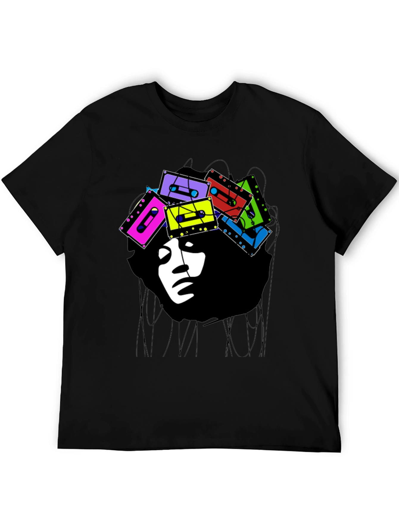 Retro Cassette Afro Graphic Tee - Stylish & Unique